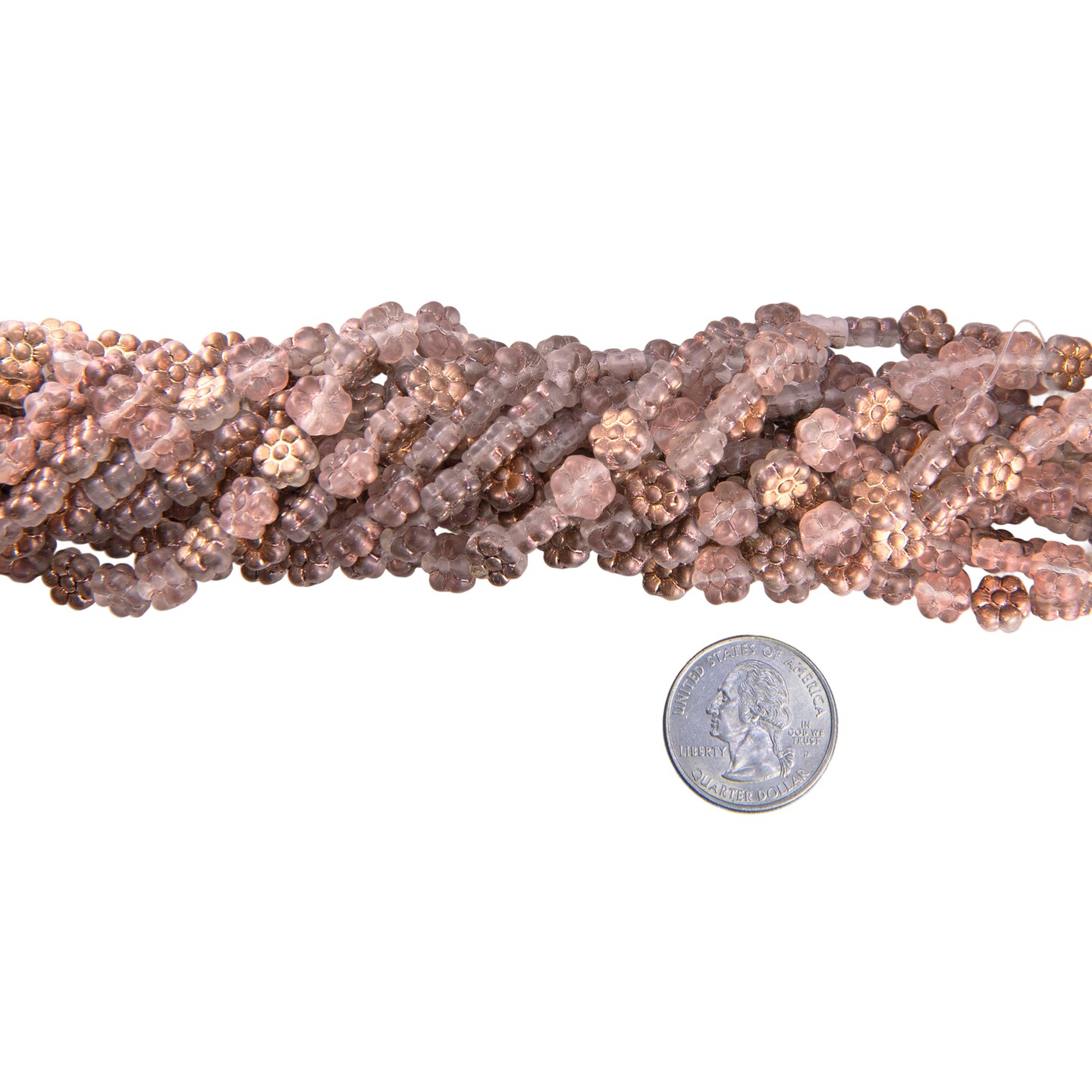 8x4mm Flat Two-Sided Flower Beads in Matte Apollo Gold, One Strand with apx 25 beads GB-FB41