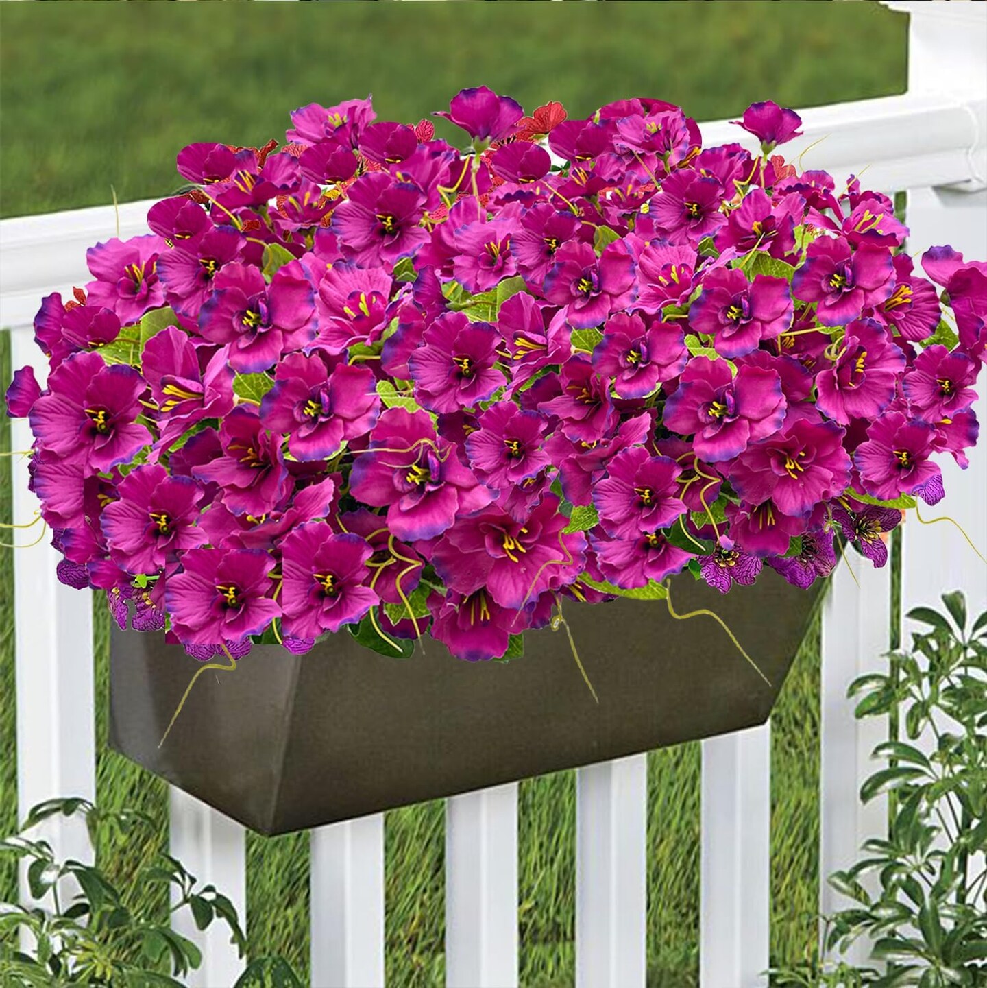Artificial Flowers for Outdoors, Summer Potted Plants Fake Silk Flowers UV Resistant and No-Fade, Faux Summer Flowers Plants Long Stem for Window Box Porch Patio Garden Streets Decor(8pcs)