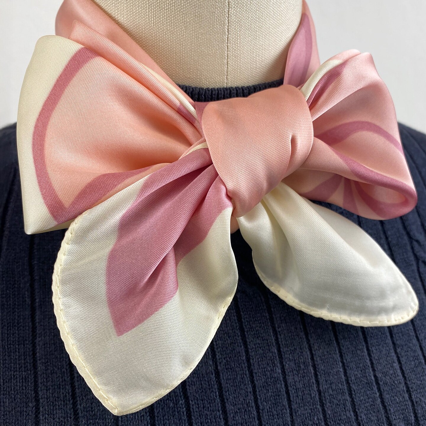 Wrapables Satin Neckerchief Square Scarf 26.5 x 26.5 Inches, Pink Lilies