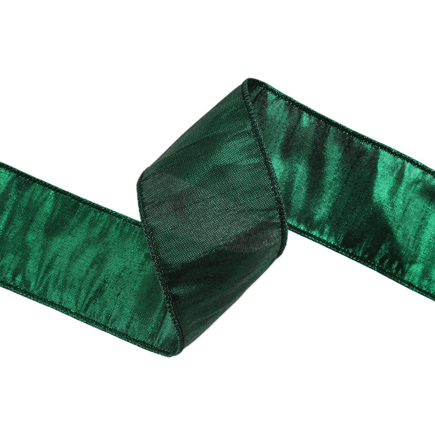 LaRibbons 2 1/2" Wired Metallic Dupioni Ribbon | Dark Green | 10 Yard Roll