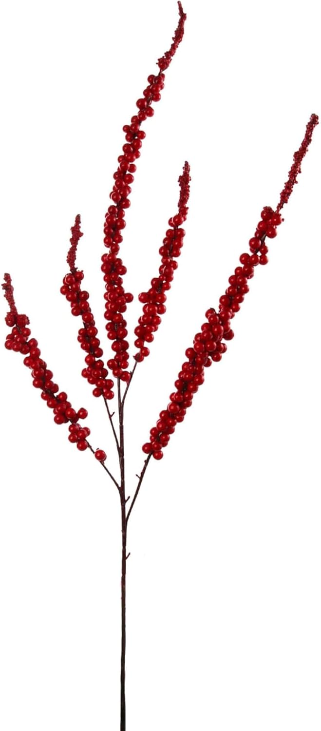 42-Inch Red Berry Spray | Pack of 2 | Vibrant Long-Lasting Artificial Berries | Christmas Seasonal Decor | Weddings | Craft Projects | Home &#x26; Office Accent