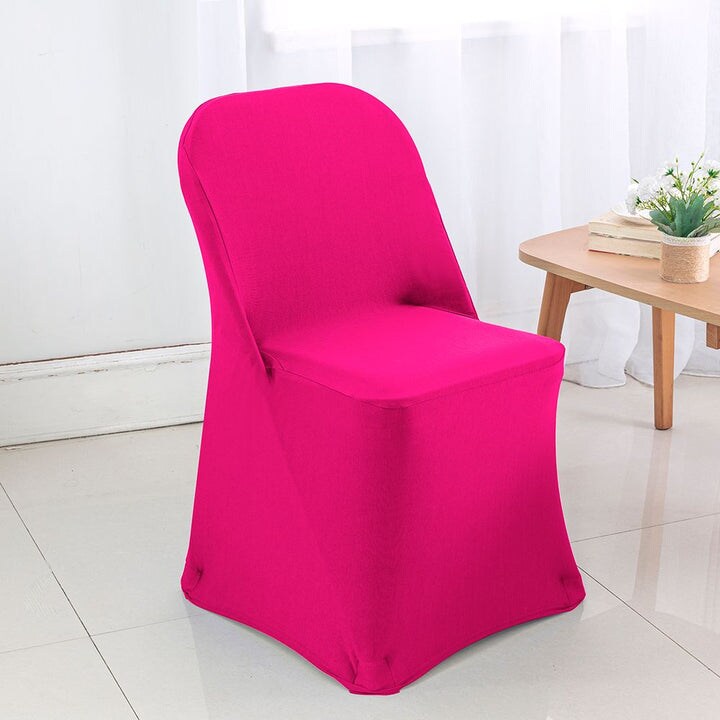 Fuchsia Stretch Folding Chair Cover for Stylish Event Seating