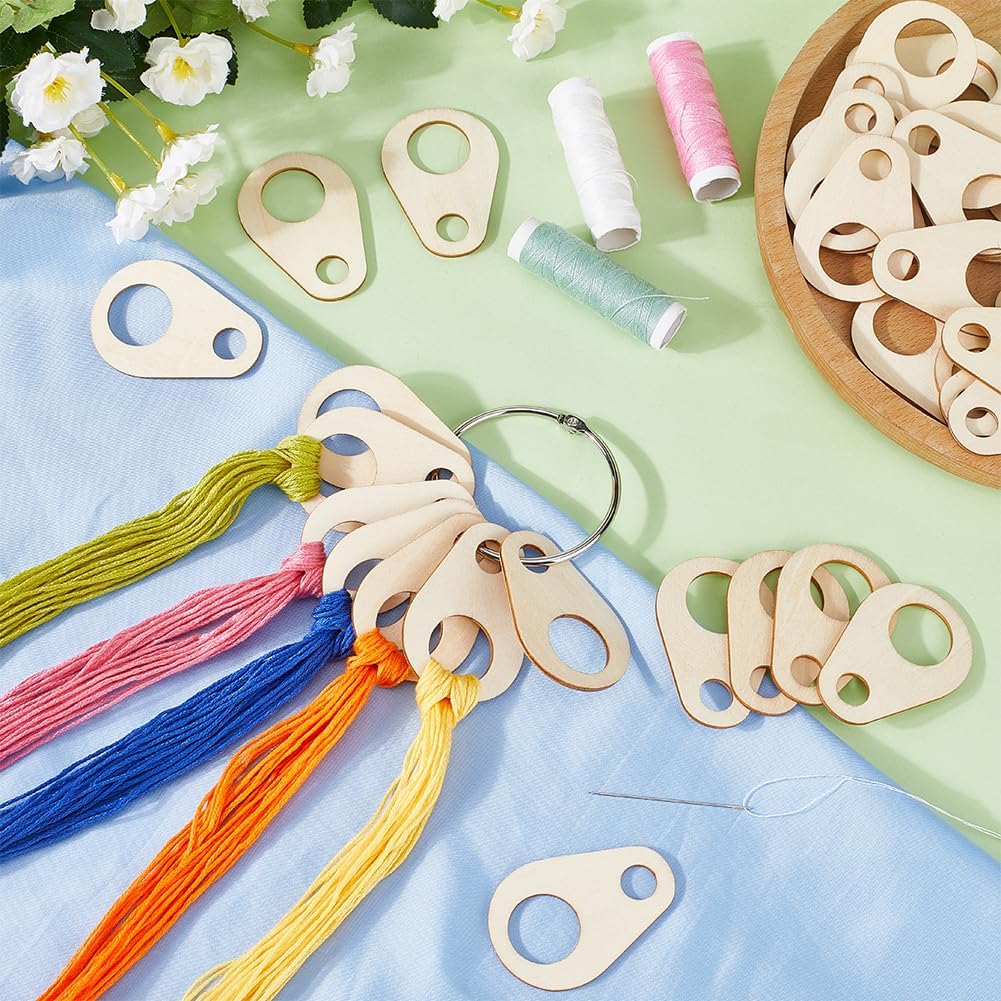 100PCS Wood Thread Drops Embroidery Floss Chips