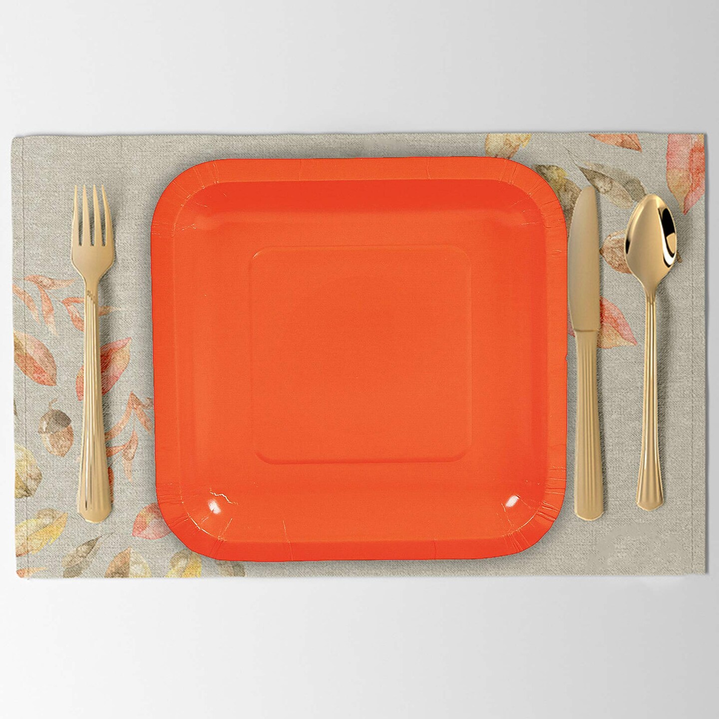 24 Count Orange Square Paper Dessert Plates for Wedding Birthday Baby Shower Party Use 7"