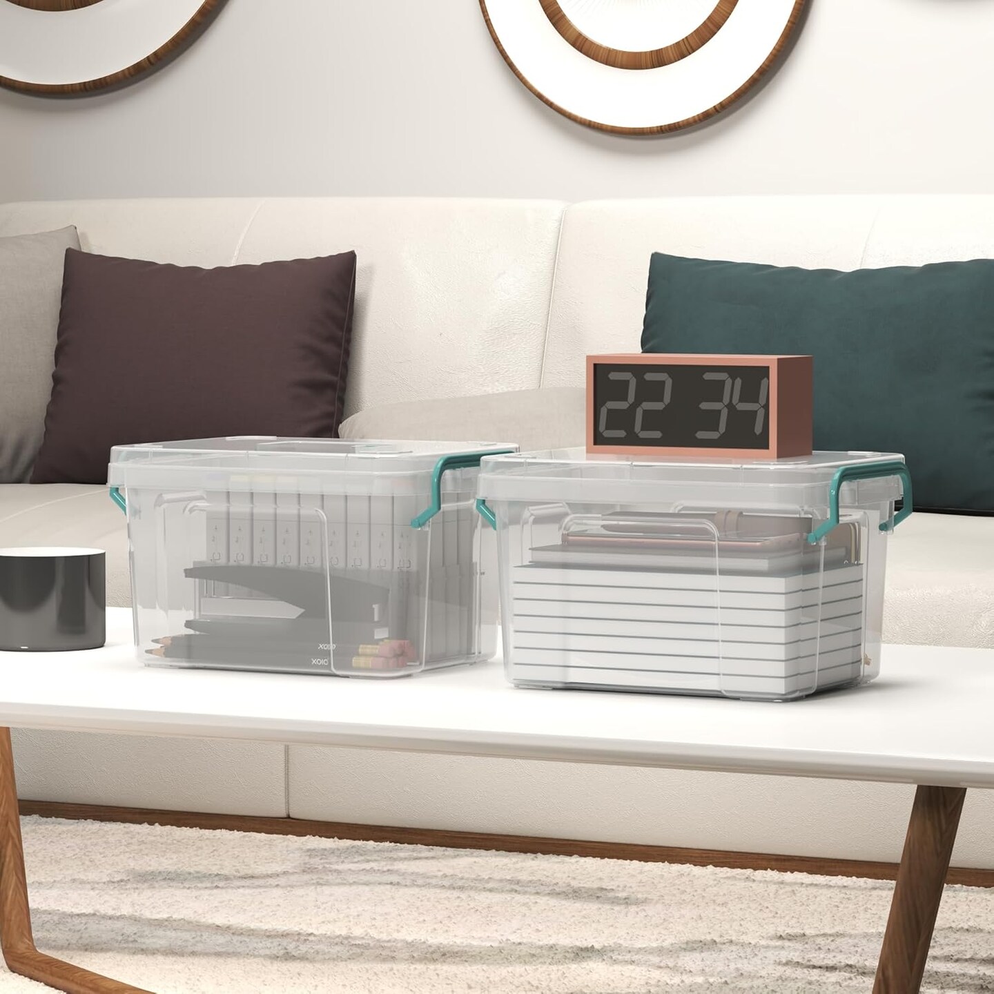 7 Pack Small Plastic Storage Bins with Lids,