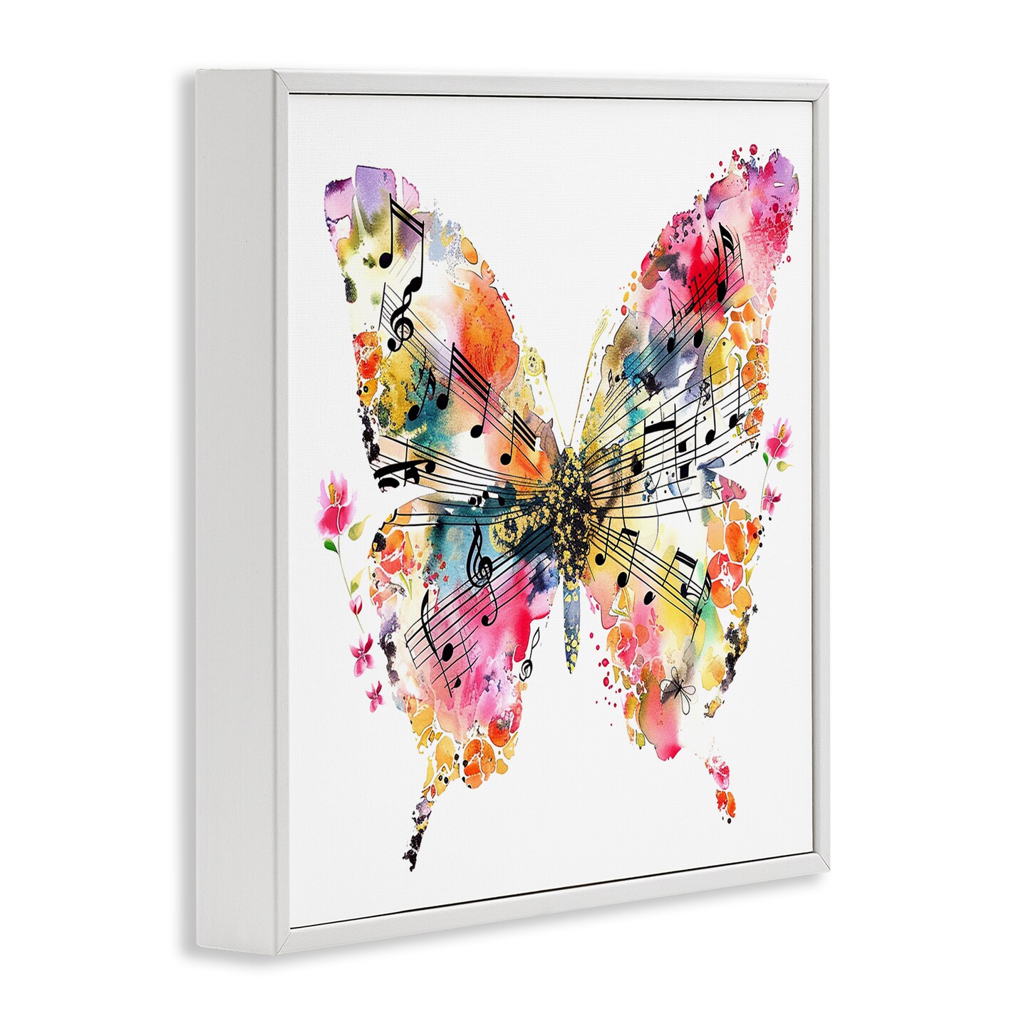 Stupell Industries Butterfly & Music Notes Framed Giclee Wall Art Design by LSR Design Studio