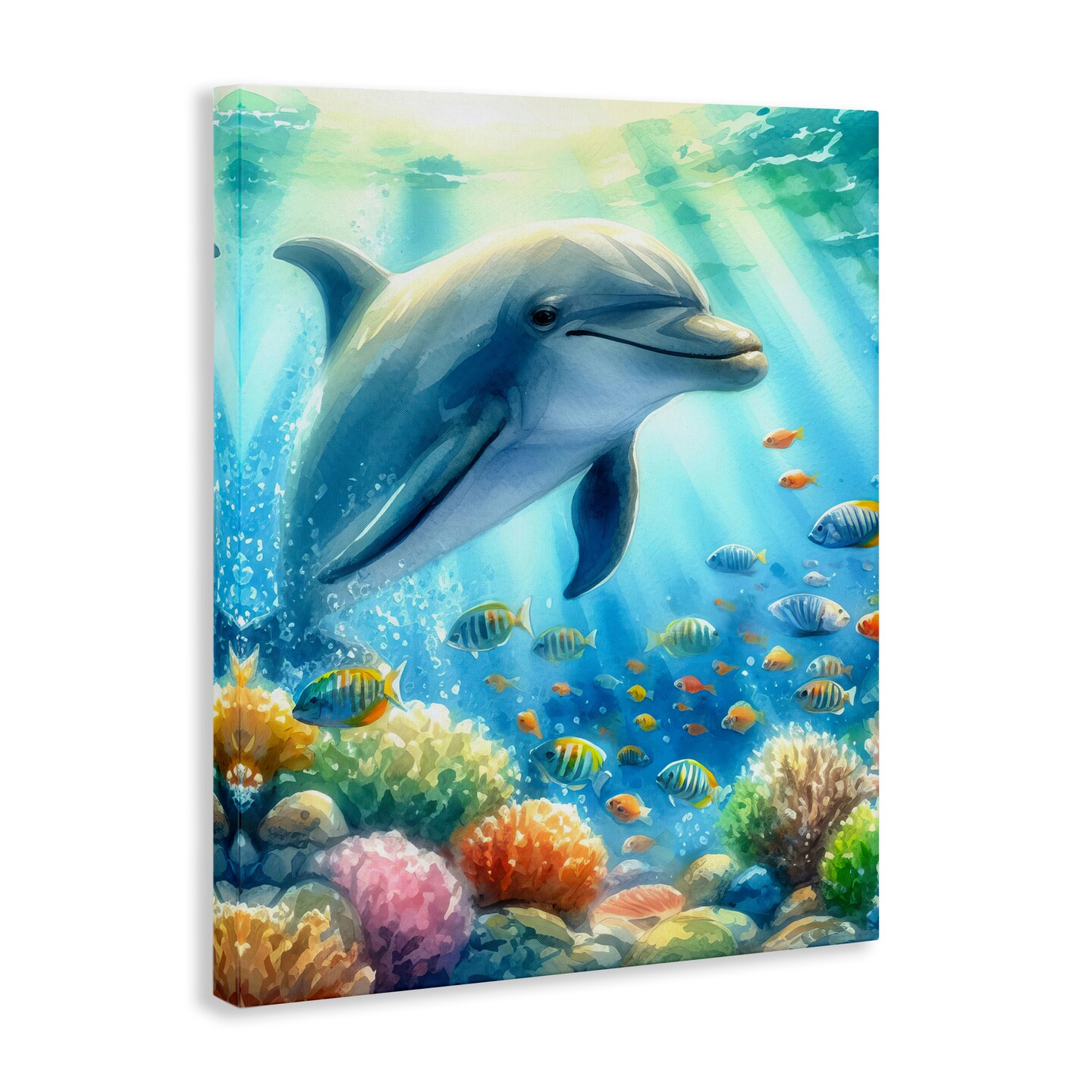 Stupell Industries Majestic Dolphin Underwater Canvas Wall Art Design by LSR Design Studio