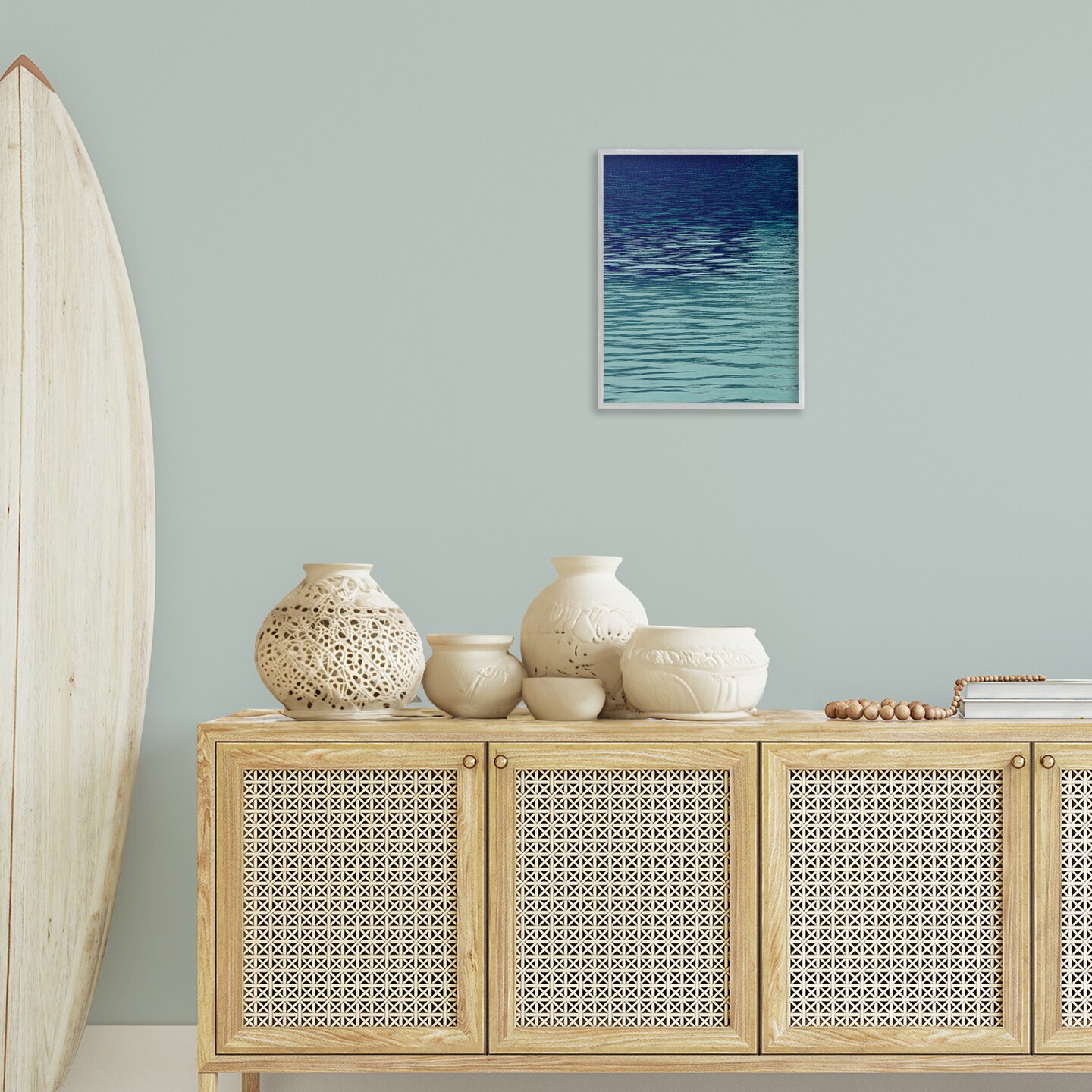 Stupell Industries Ocean Ripples Gradient Framed Giclee Wall Art Design by Maggie Olsen