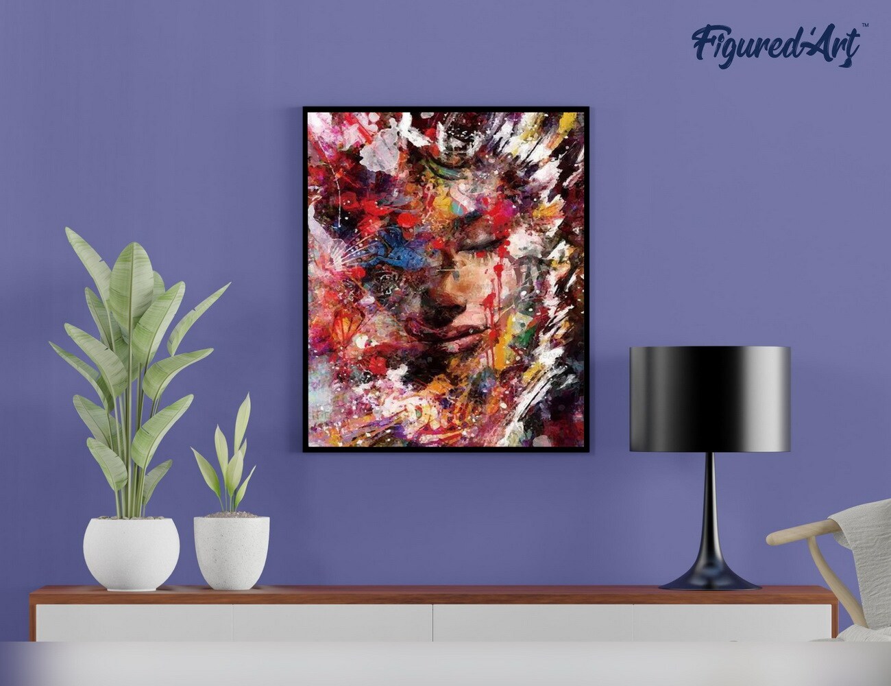 Figured'Art Paint by Numbers Kit for Adults Abstract Female Face 16"x20" - Craft Art Painting DIY Kit Rolled Canvas without frame