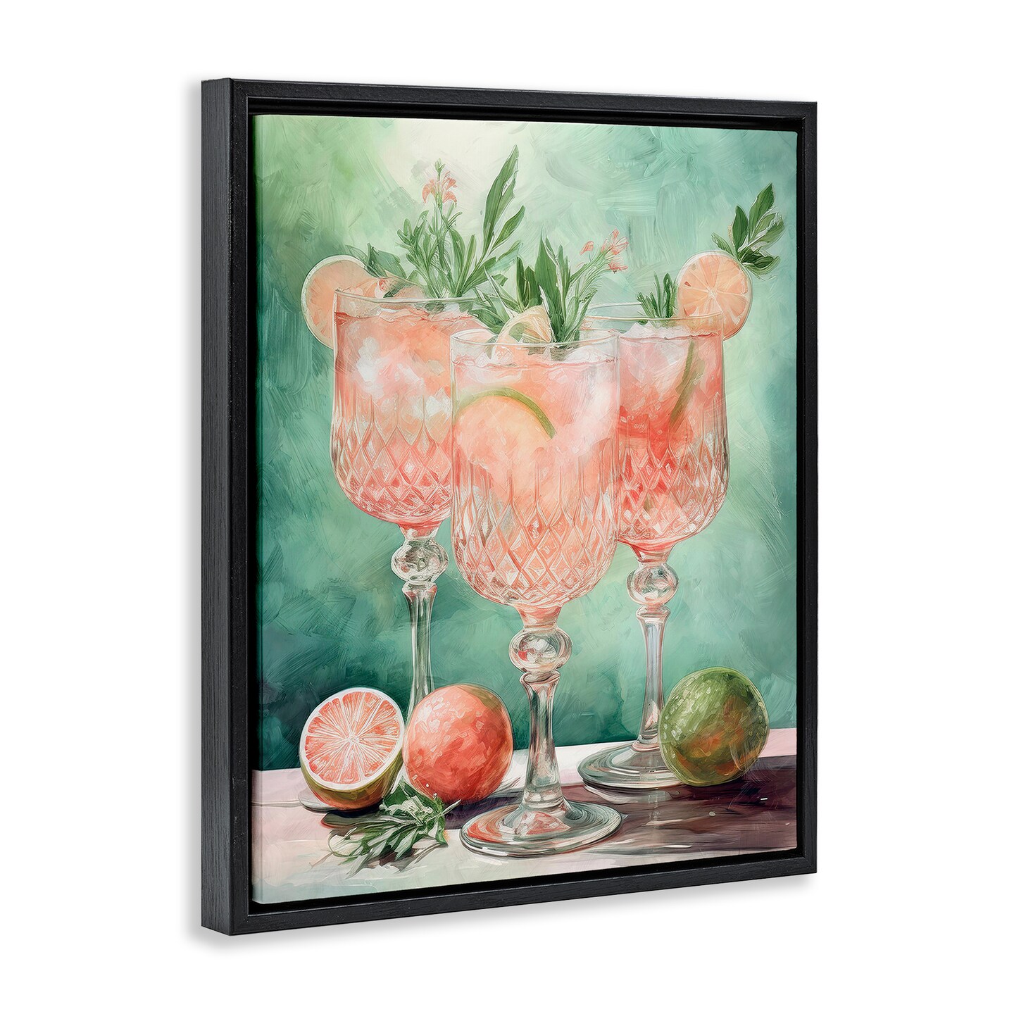 Stupell Industries Pastel Grapefruit Cocktails Floater Framed Canvas Wall Art Design by Daphne Polselli
