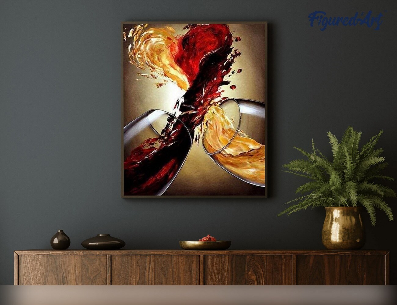 Figured&#x27;Art Paint by Numbers Kit for Adults Wine Mix 16&#x22;x20&#x22; - Craft Art Painting Rolled Canvas with DIY wooden frame