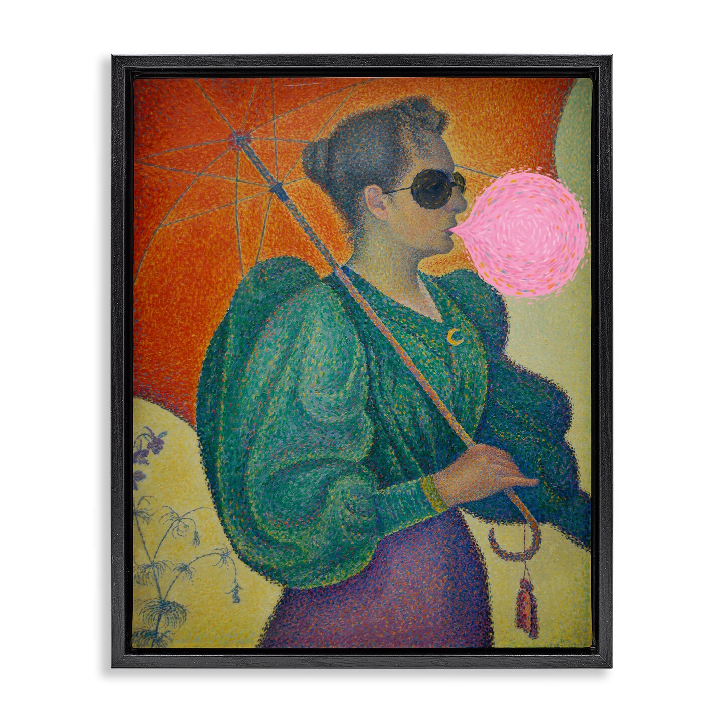 Stupell Industries Impressionist Woman & Bubblegum Floater Framed Canvas Wall Art Design by Daphne Polselli