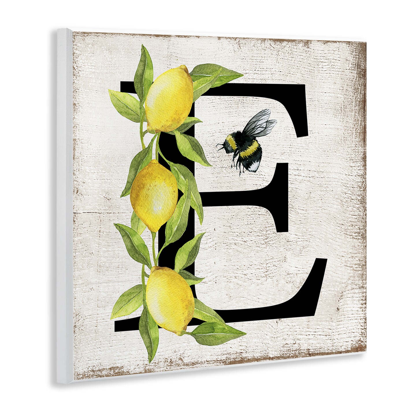Stupell Industries Lemon & Bee E Letter Wall Plaque Art Design by Creatif Belle