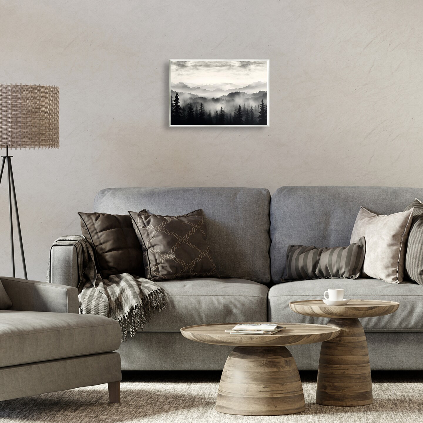 Stupell Industries Black & White Gradient Mountains Wall Plaque Art Design by LSR Design Studio