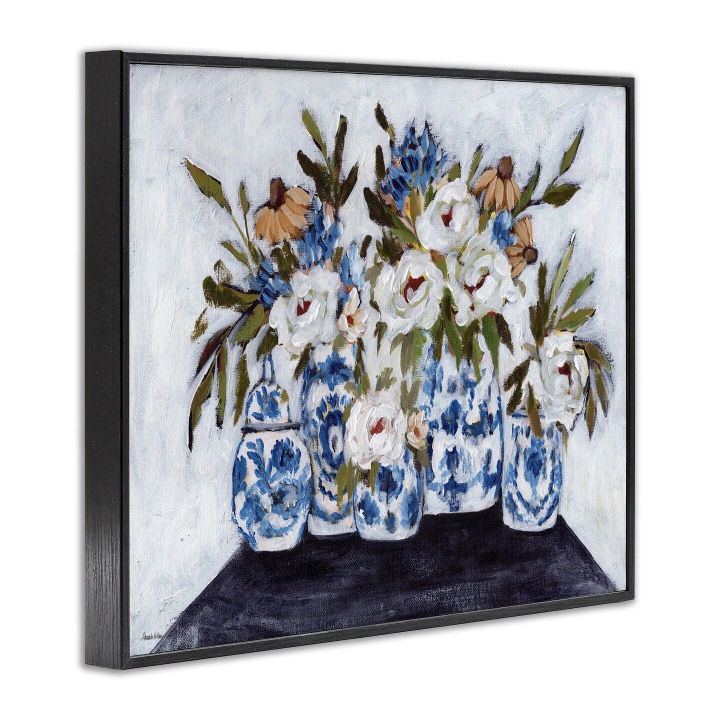 Stupell Industries Ornate Flower Pots Still Life Framed Giclee Wall Art Design by Amanda Hilburn