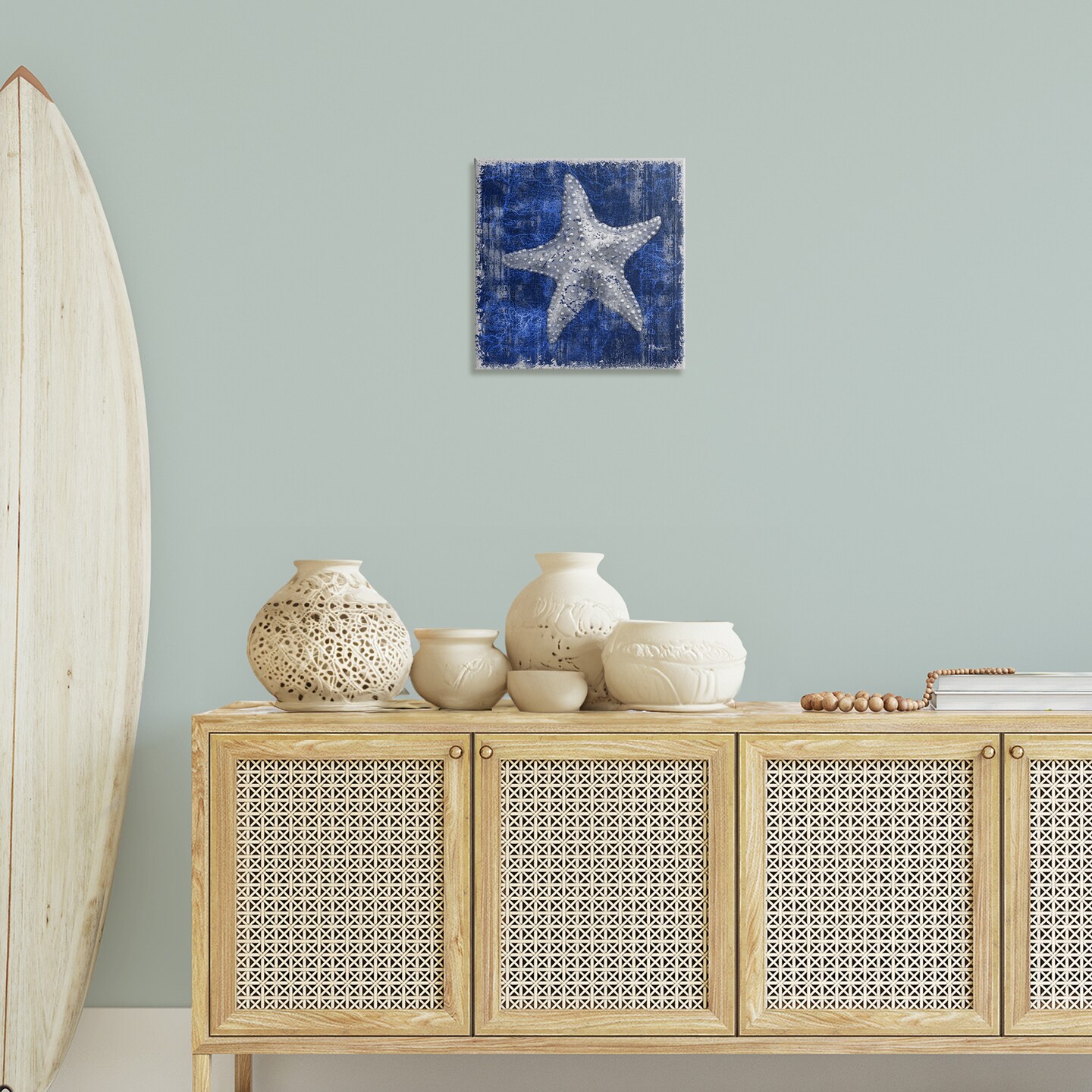 Stupell Industries Rustic Indigo Starfish Canvas Wall Art Design by Paul Brent