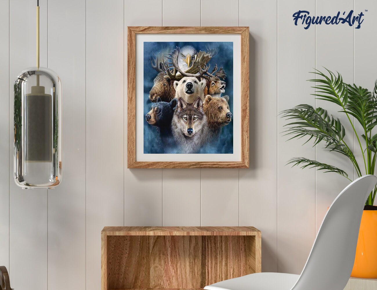 Figured&#x27;Art Paint by Numbers Kit for Adults Forest Animals 16&#x22;x20&#x22; - Craft Art Painting Rolled Canvas with DIY wooden frame