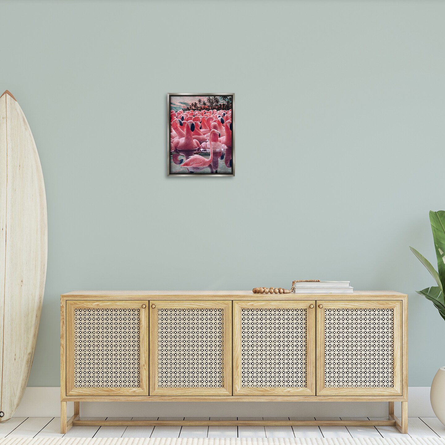 Stupell Industries Flamingo Among Floats Floater Framed Canvas Wall Art Design by Ziwei Li