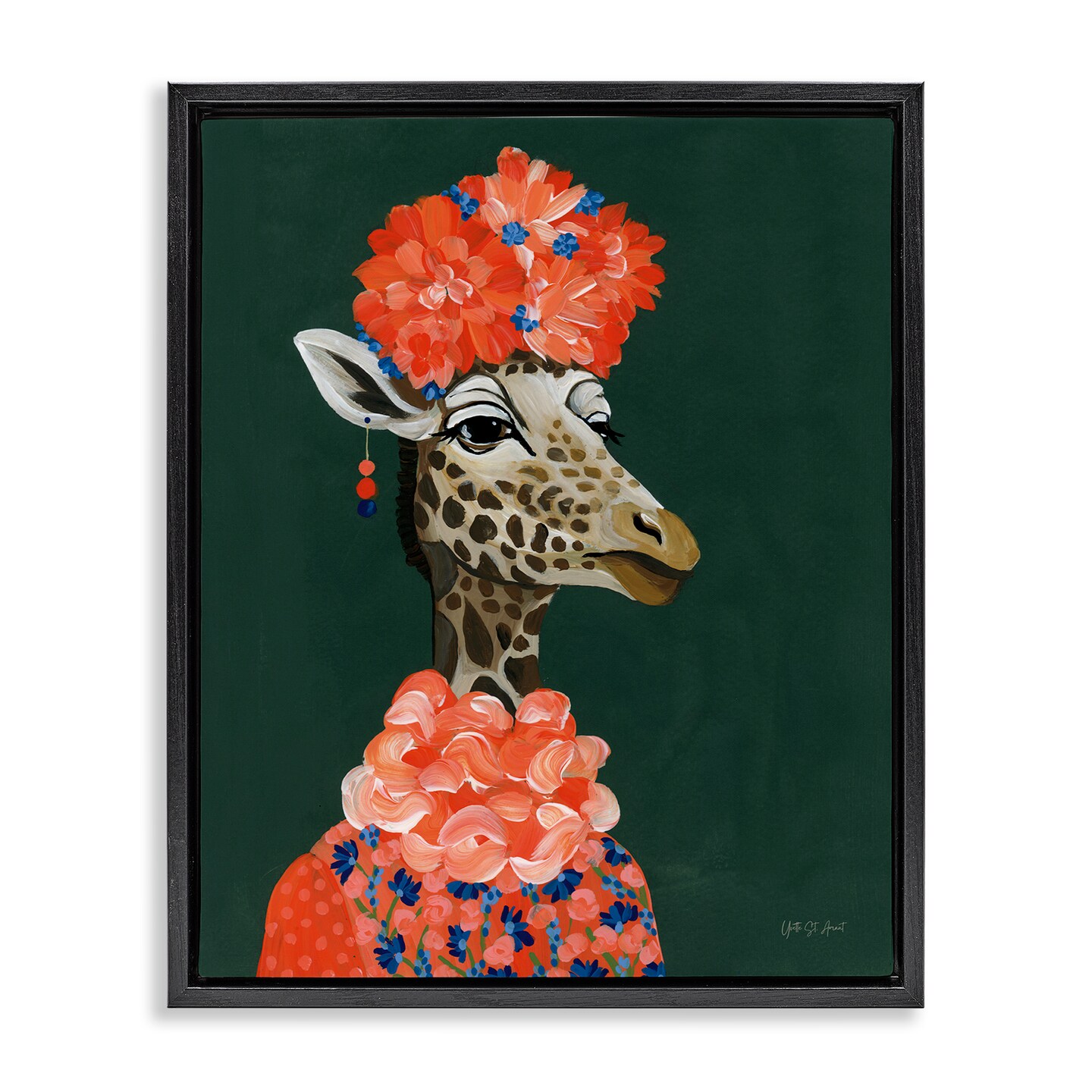 Stupell Industries Regal Giraffe Portrait Floater Framed Canvas Wall Art Design by Yvette St. Amant