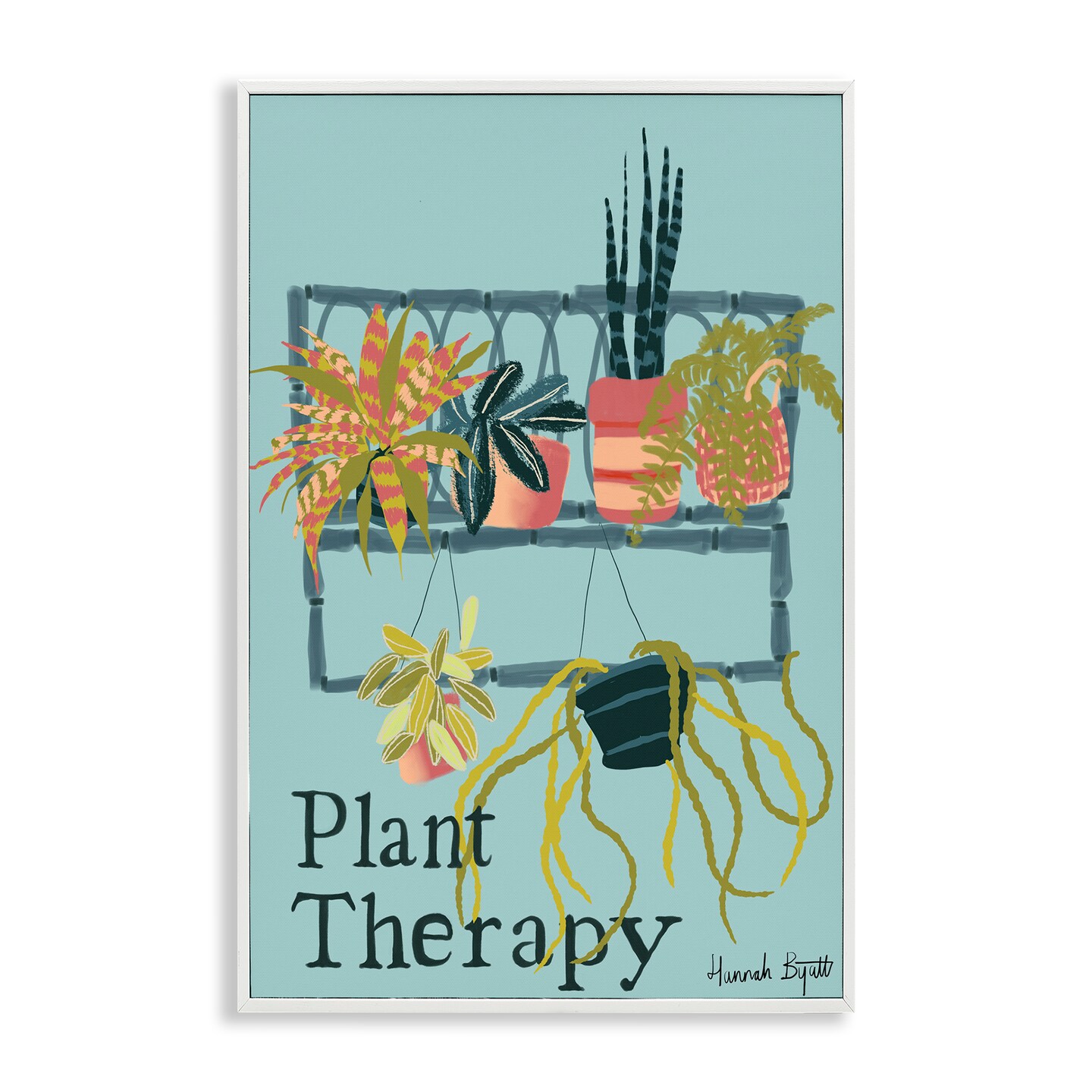 Stupell Industries Plant Therapy Shelf Framed Giclee Wall Art Design by Hannah Byatt