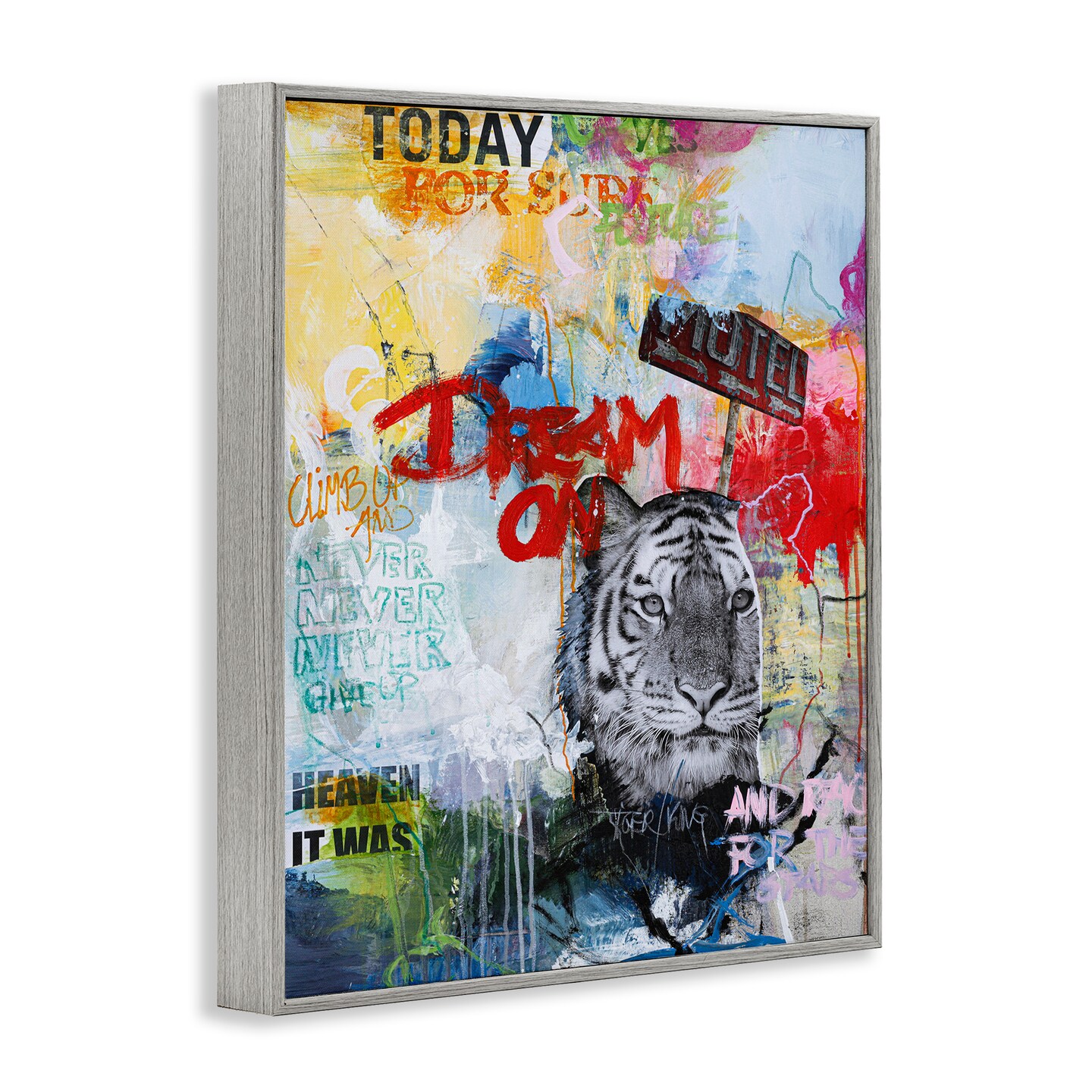 Stupell Industries Inspiring Graffiti &#x26; Tiger Framed Giclee Wall Art Design by Design Fabrikken