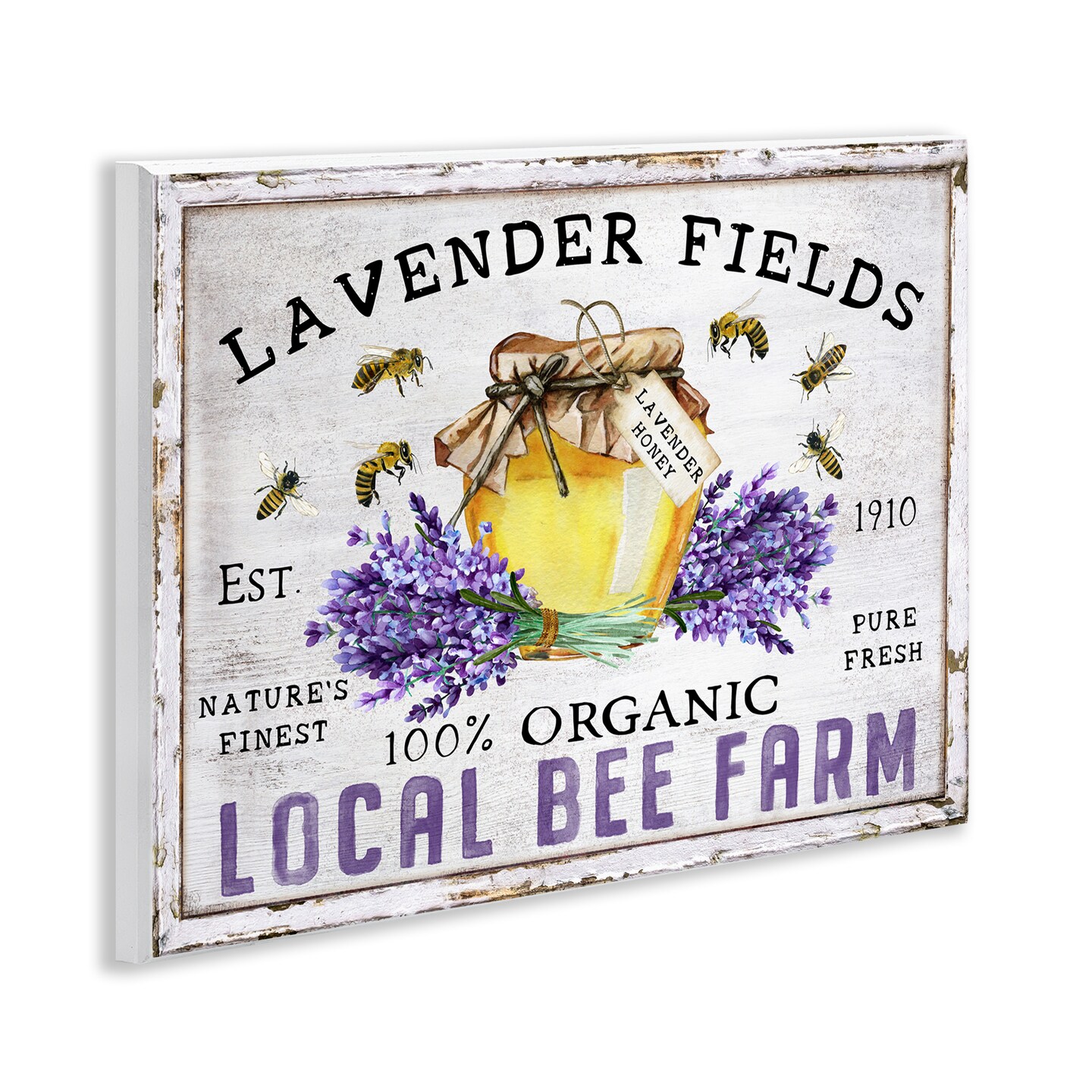 Stupell Industries Lavender Fields Bee Farm Wall Plaque Art Design by Creatif Belle