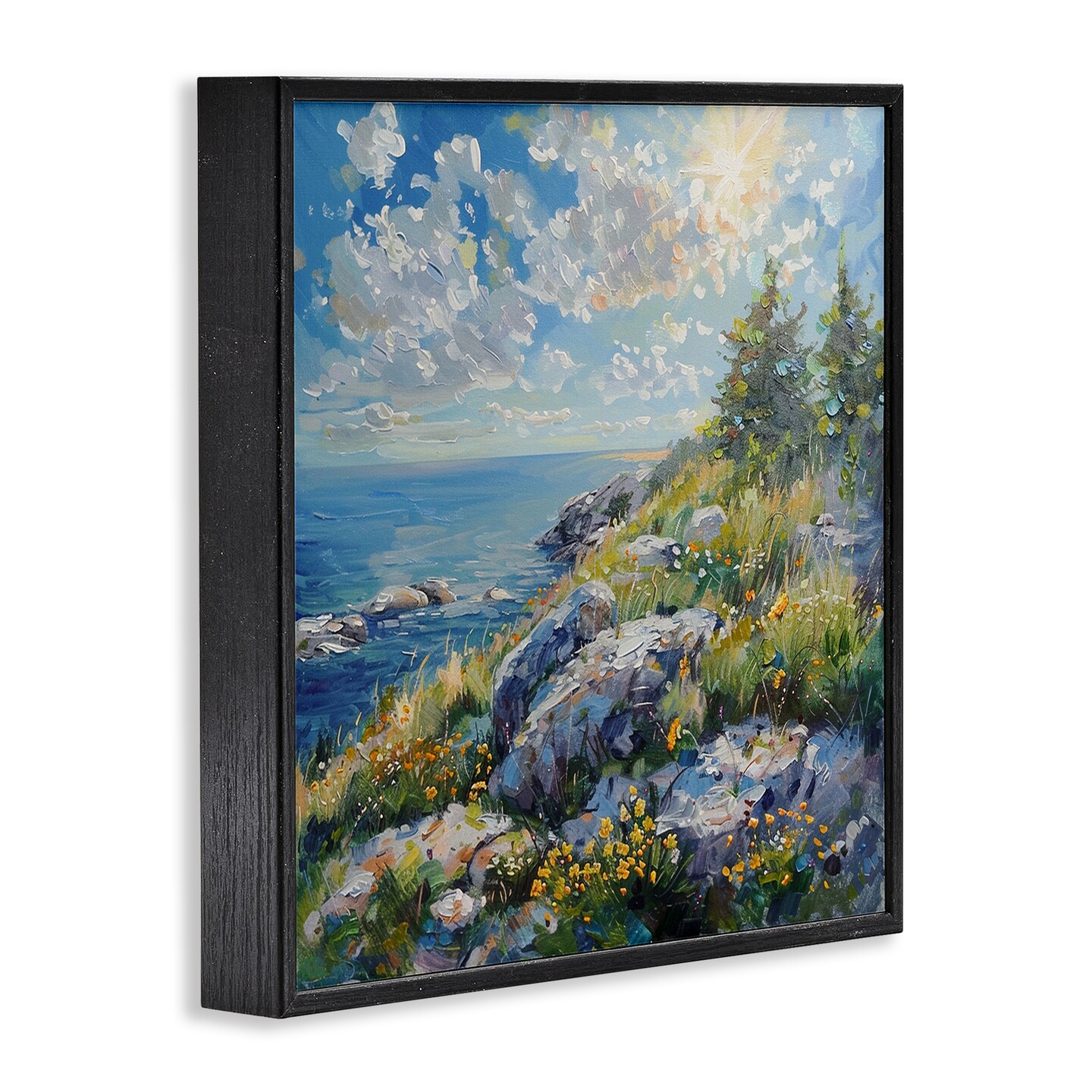 Stupell Industries Cliffside Sea View Framed Giclee Wall Art Design by LSR Design Studio