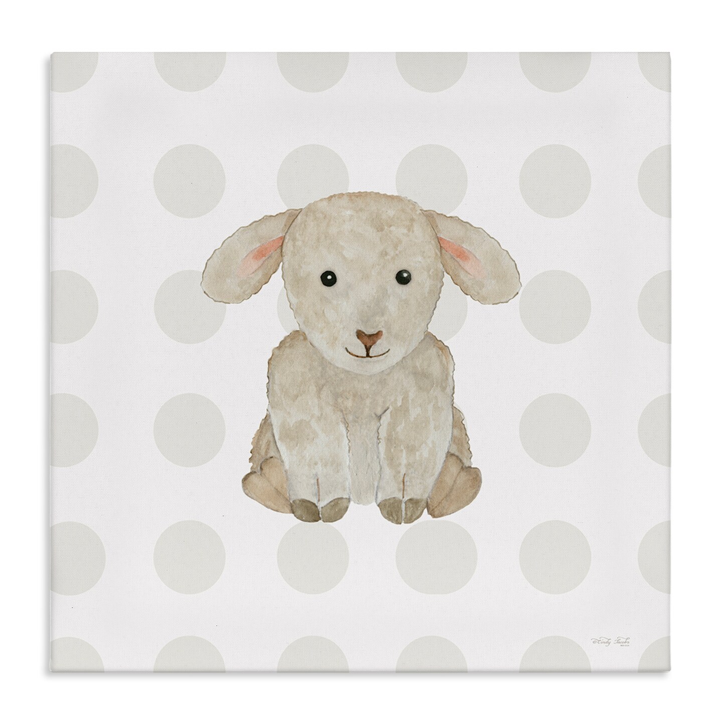 Stupell Industries Nursery Lamb on Dots Canvas Wall Art Design by Cindy Jacobs