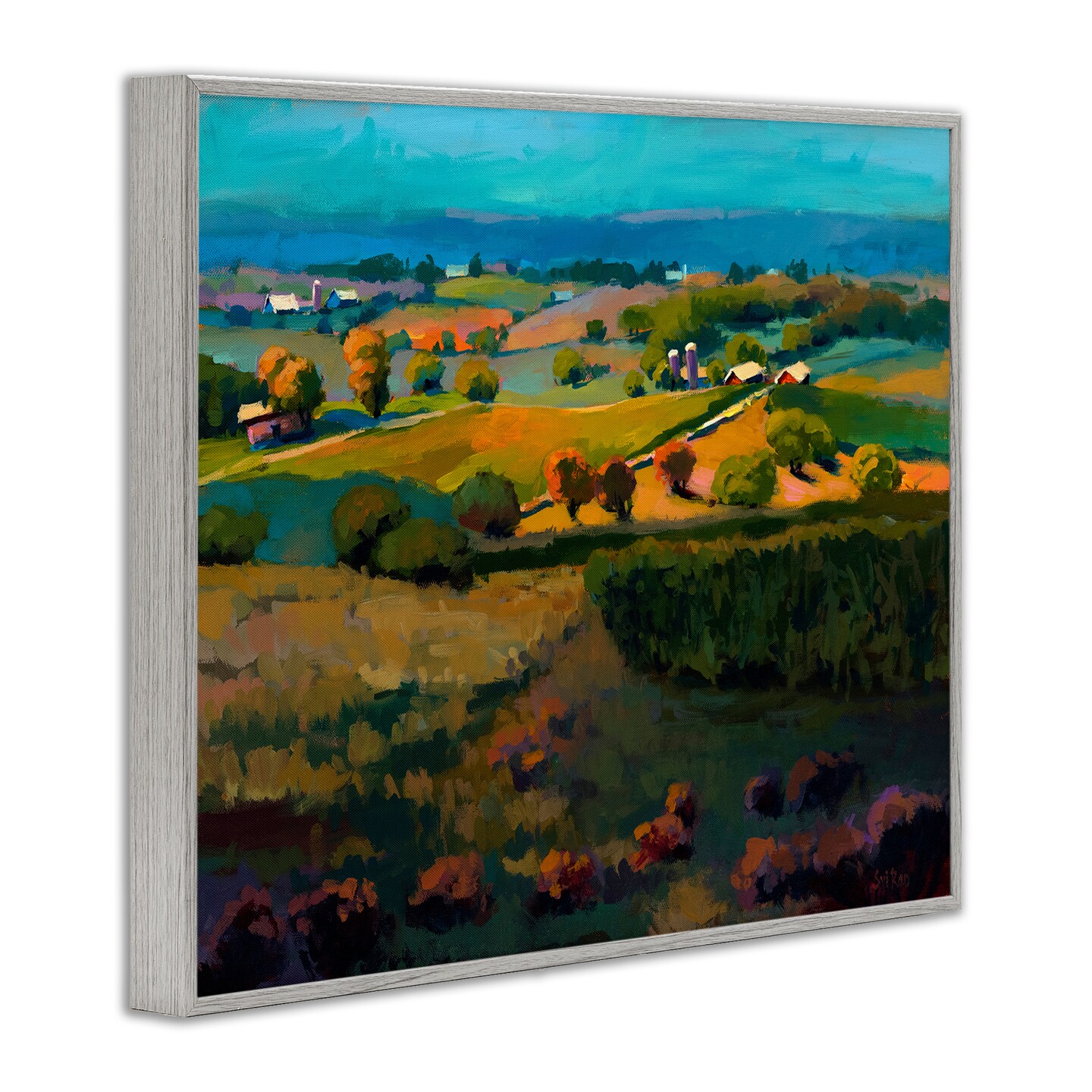 Stupell Industries Countryside Farms Landscape Framed Giclee Wall Art Design by Sri Rao