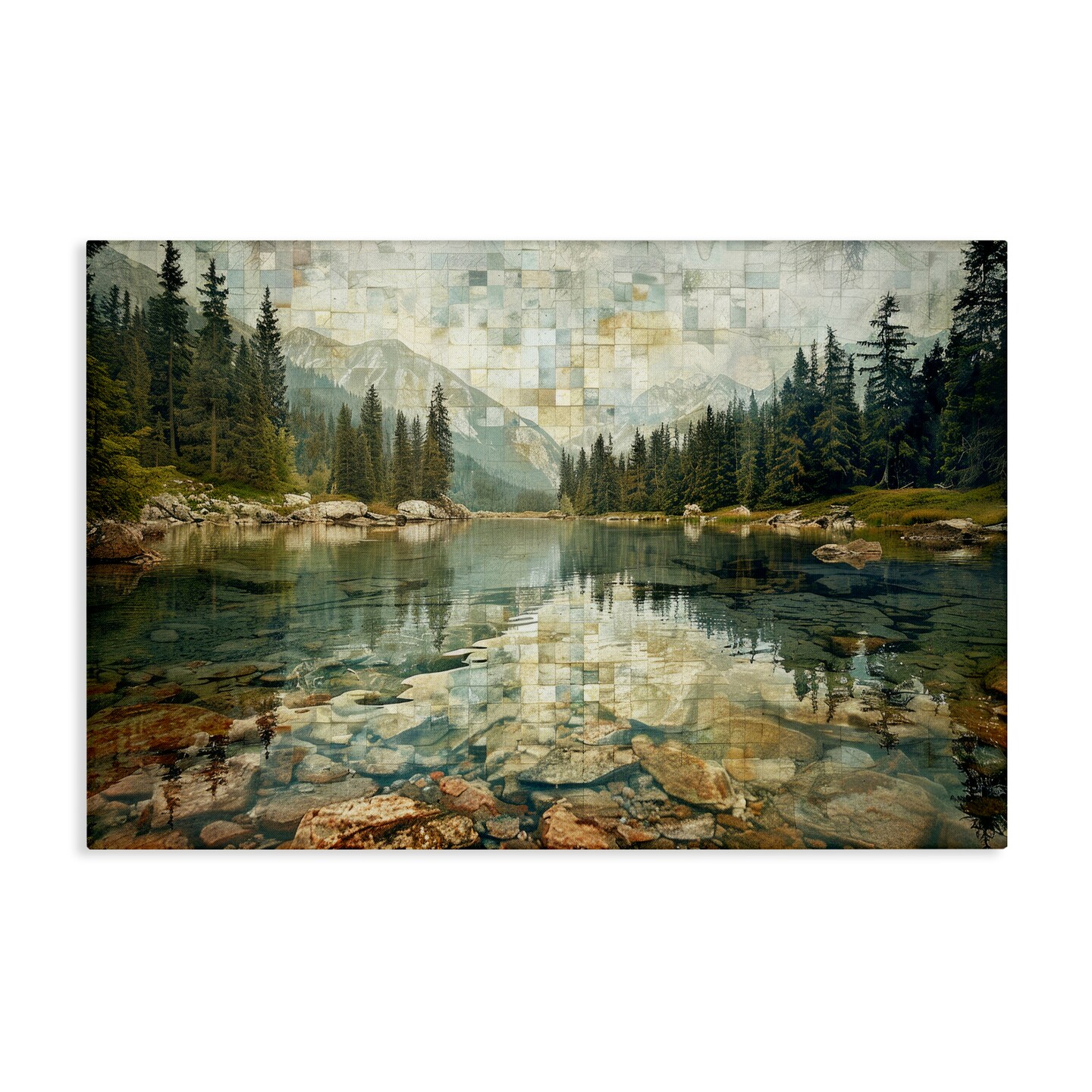 Stupell Industries Tiled Mountain Landscape Canvas Wall Art Design by LSR Design Studio
