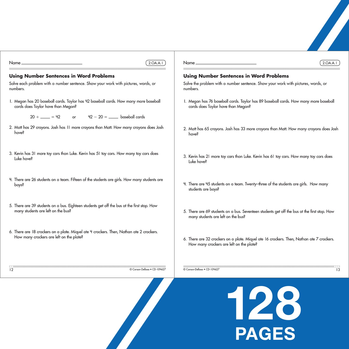 Carson Dellosa 2nd Grade Math Workbook, Word Problems, Algebra, Geometry, Place Value, Addition, Subtraction, and More Common Core Mathematics, Classroom or Homeschool Curriculum
