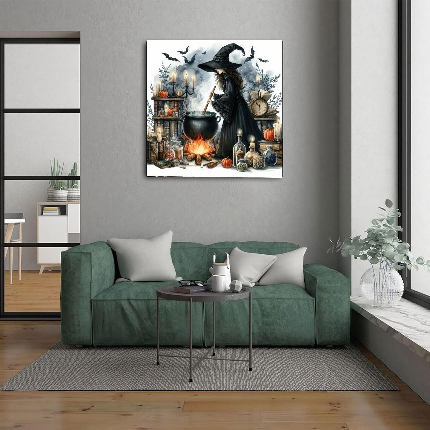 Retro Witch Diamond Painting Kits for Adults, Halloween Witch Diamond Art Kits