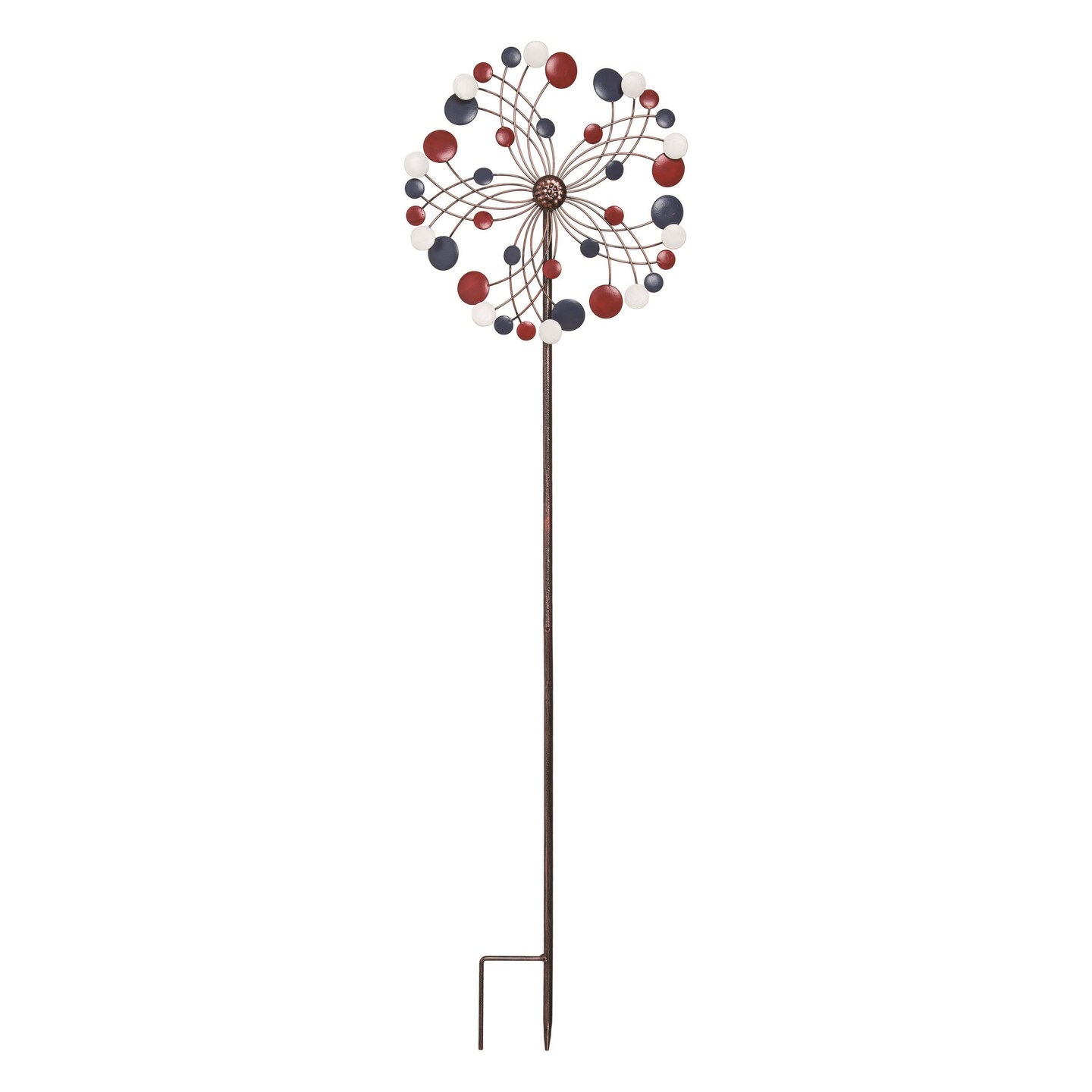 Transpac 36.25 Inch Multicolor Spring Patriotic Spinner Yard Stake for July 4th Decorative Garden Metal Decor