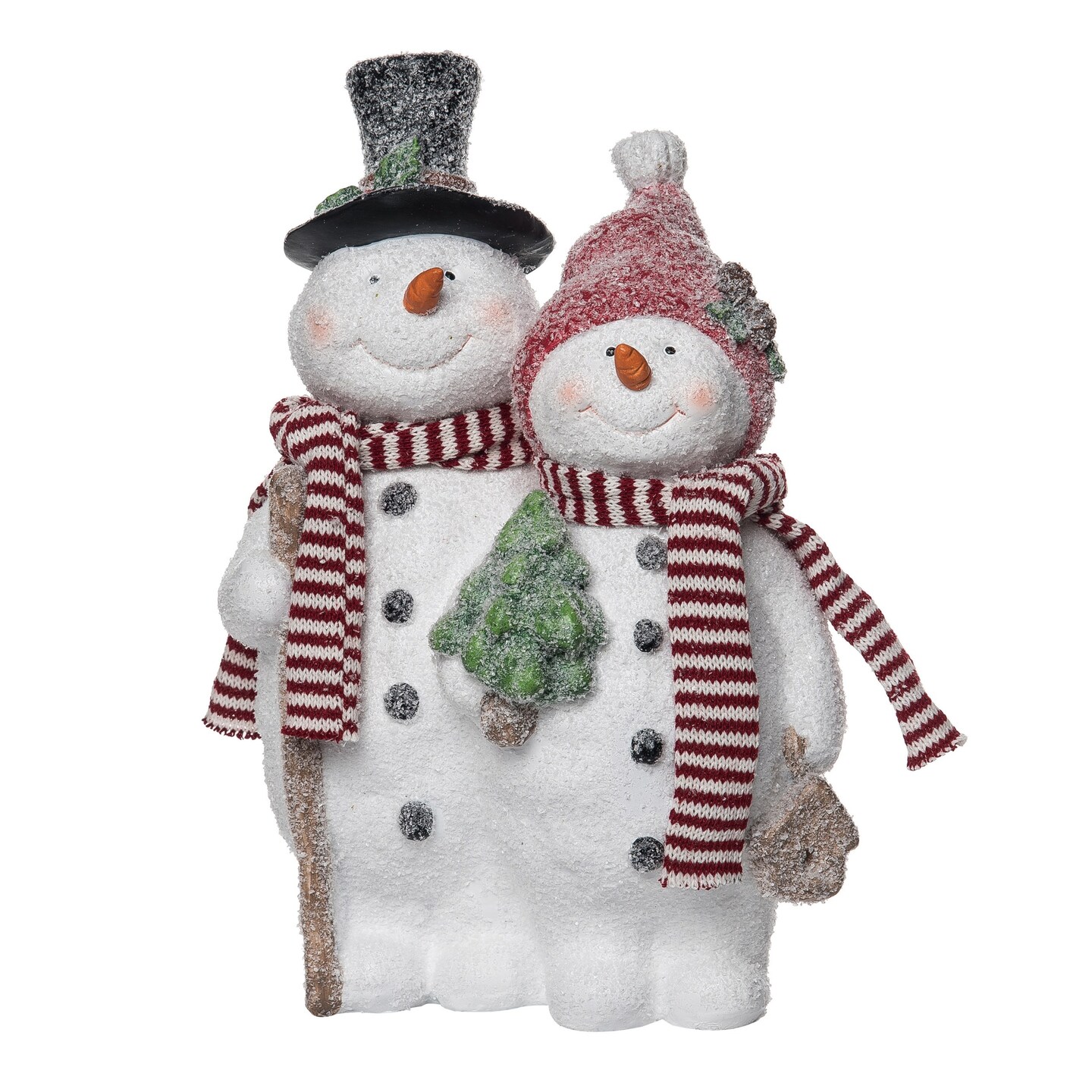 Transpac 14 in Multicolored Flocked Snowman Couple Christmas Decor Resin Decorative Objects
