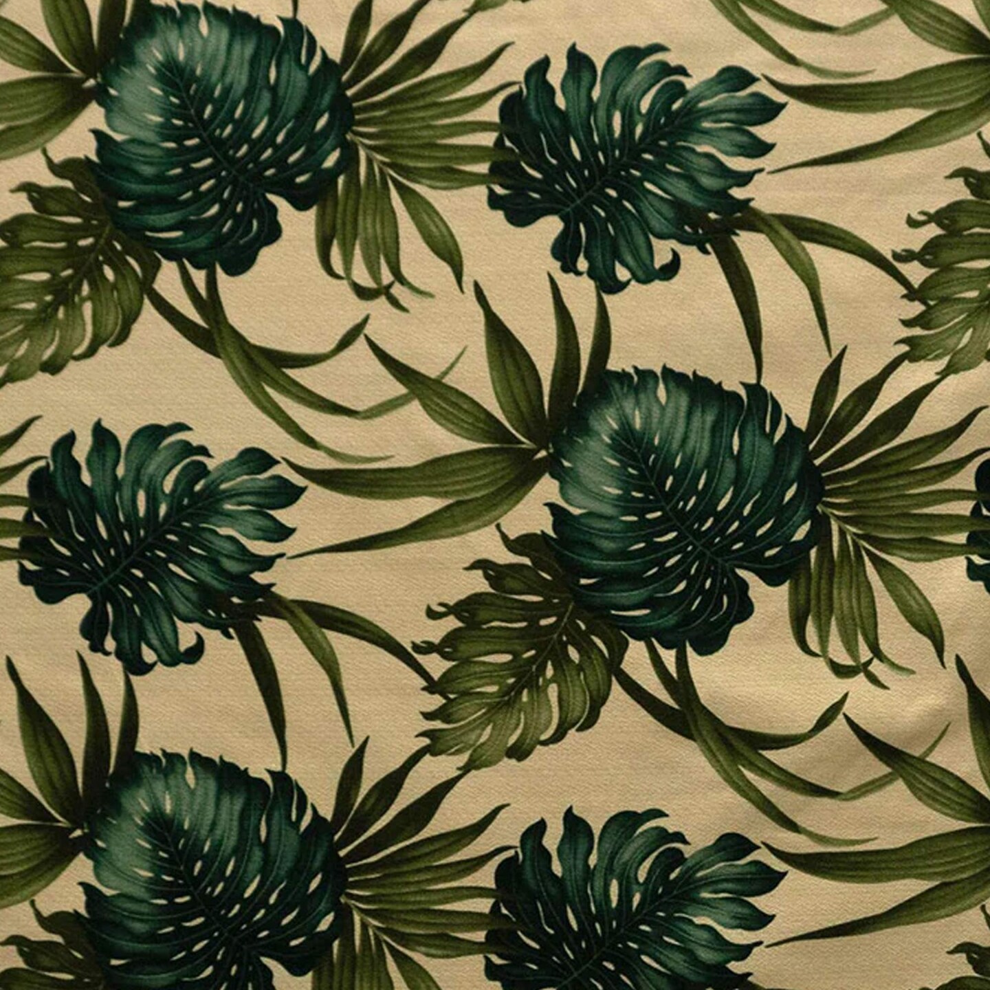 1 Yard Monstera Leaf Dypsis Lutescens Heavy Barkcloth Fabric, 100% Cotton, 36in L x 57in W