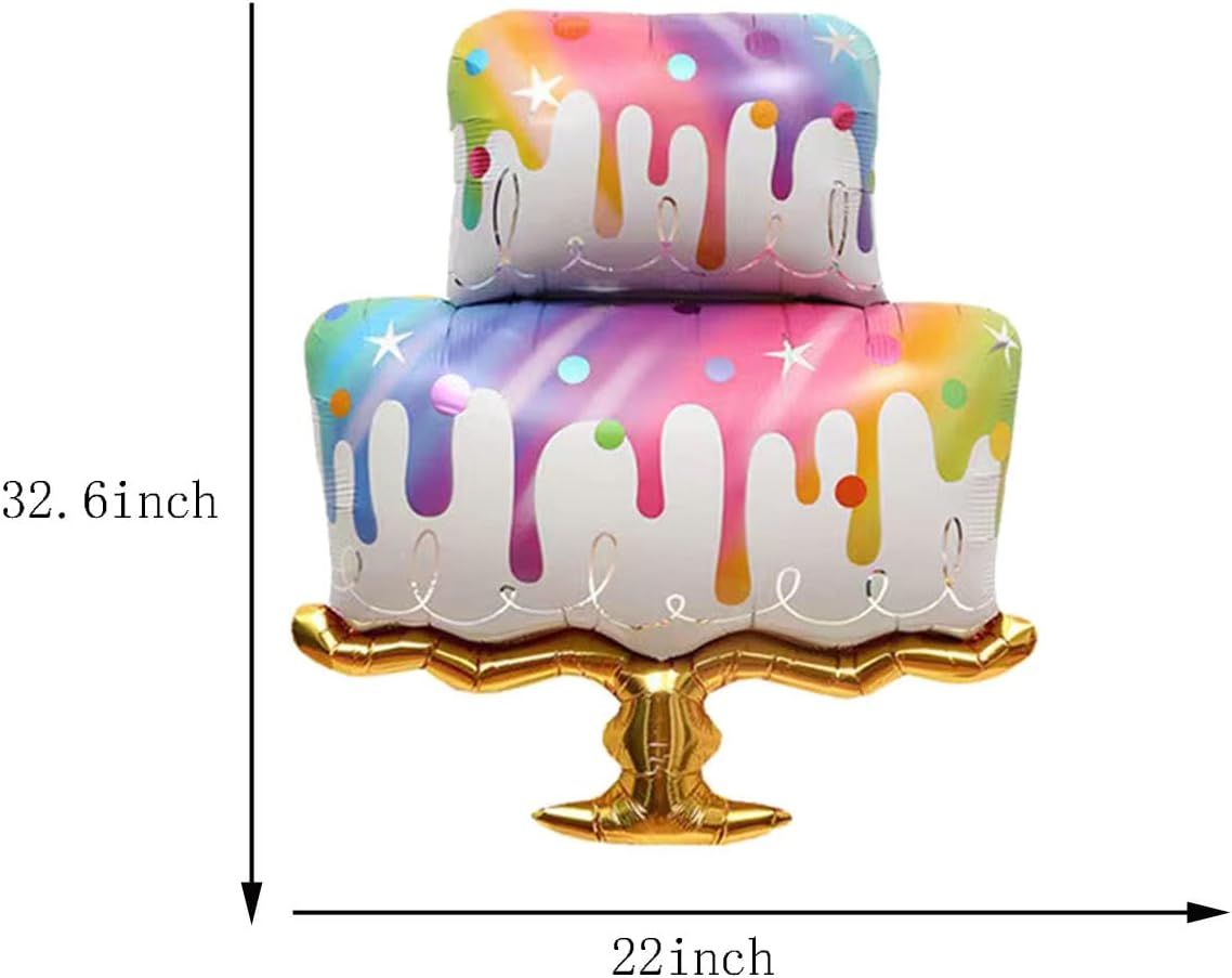 2PCS Large Happy Birthday Foil Balloons – Cake & Cupcake Mylar Balloons for Birthday Party Decorations (Multicolor)