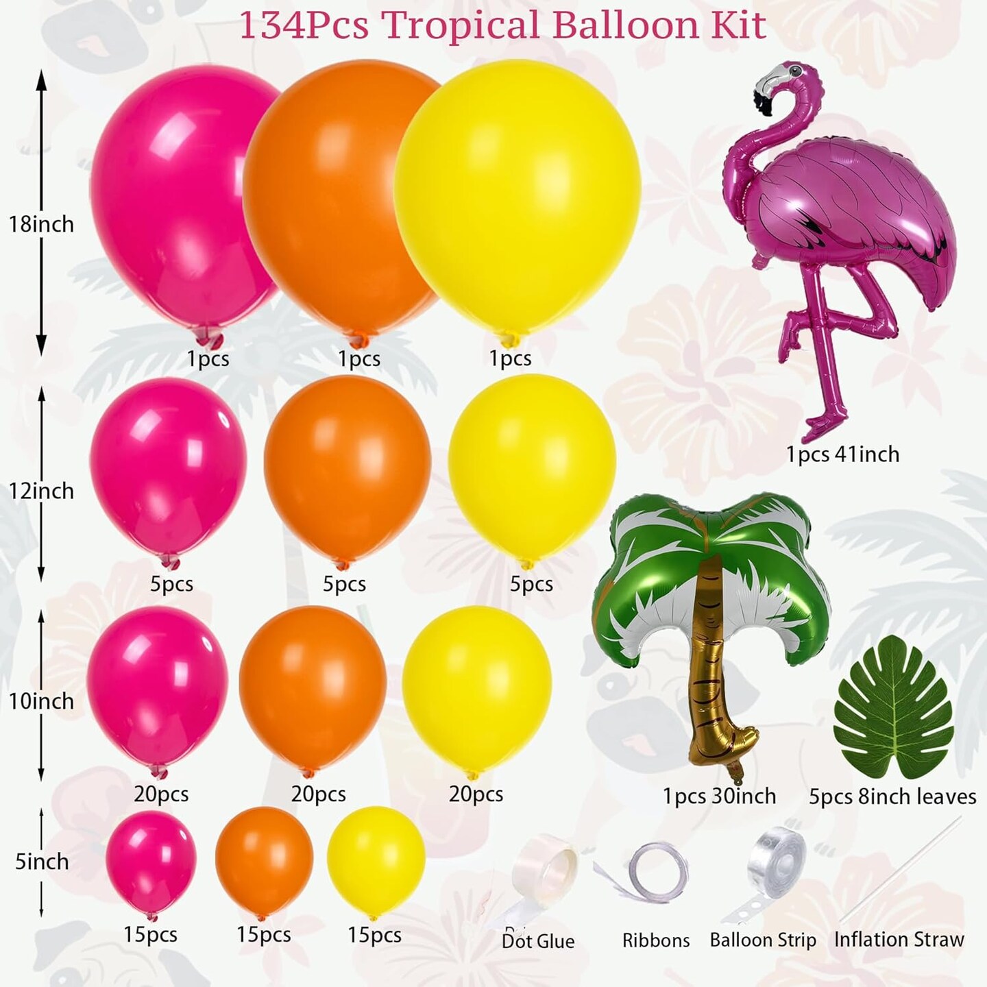 134PCS Tropical Aloha Balloon Arch Garland