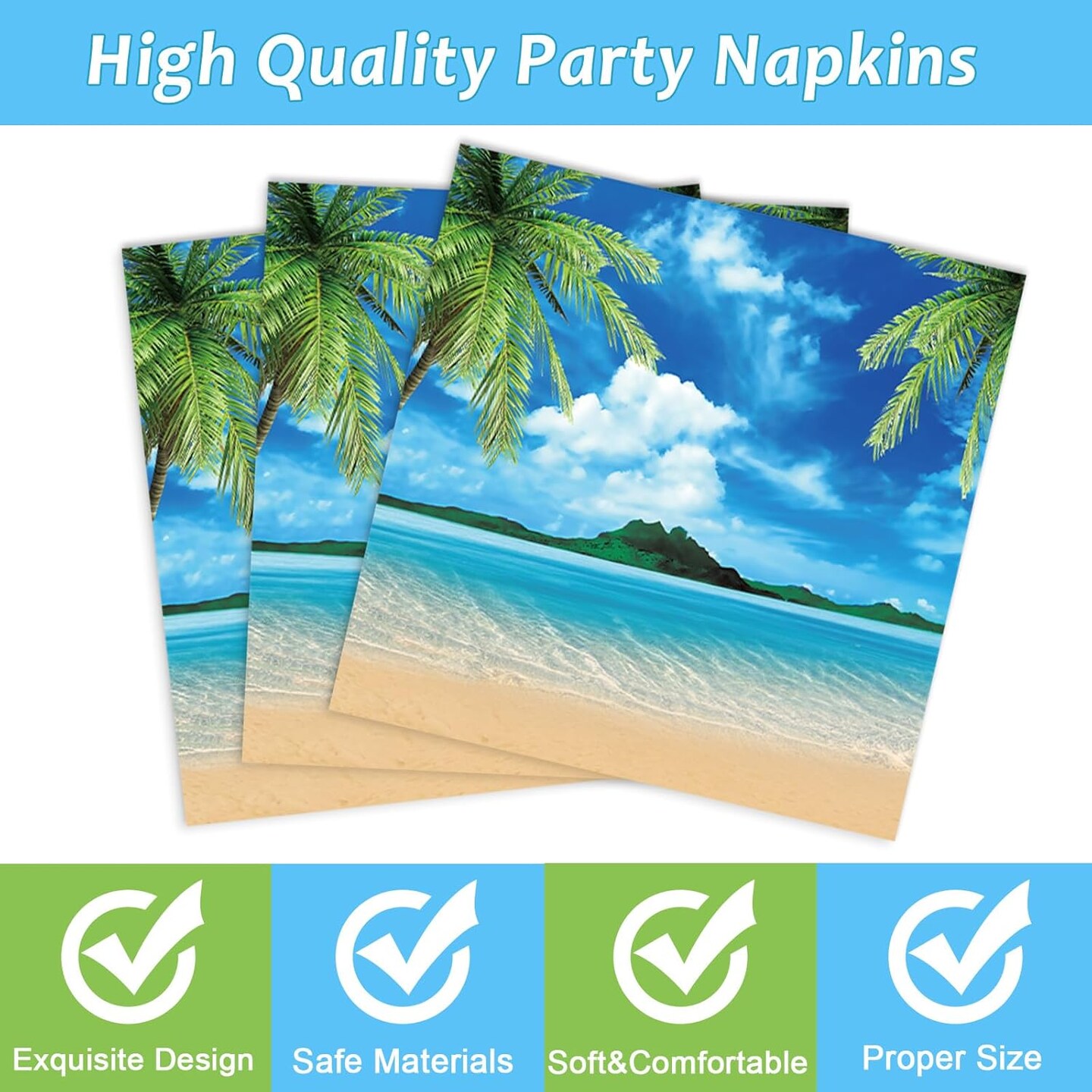 96Pcs Beach Party Plates and Napkins for Summer Tropical Birthday Party Supplies