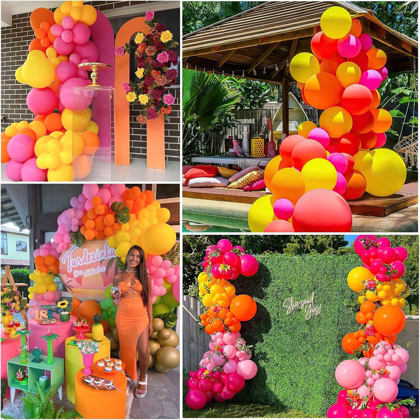 Pink and Orange Balloon Arch Kit 18"12" Hot Red Yellow and Gold