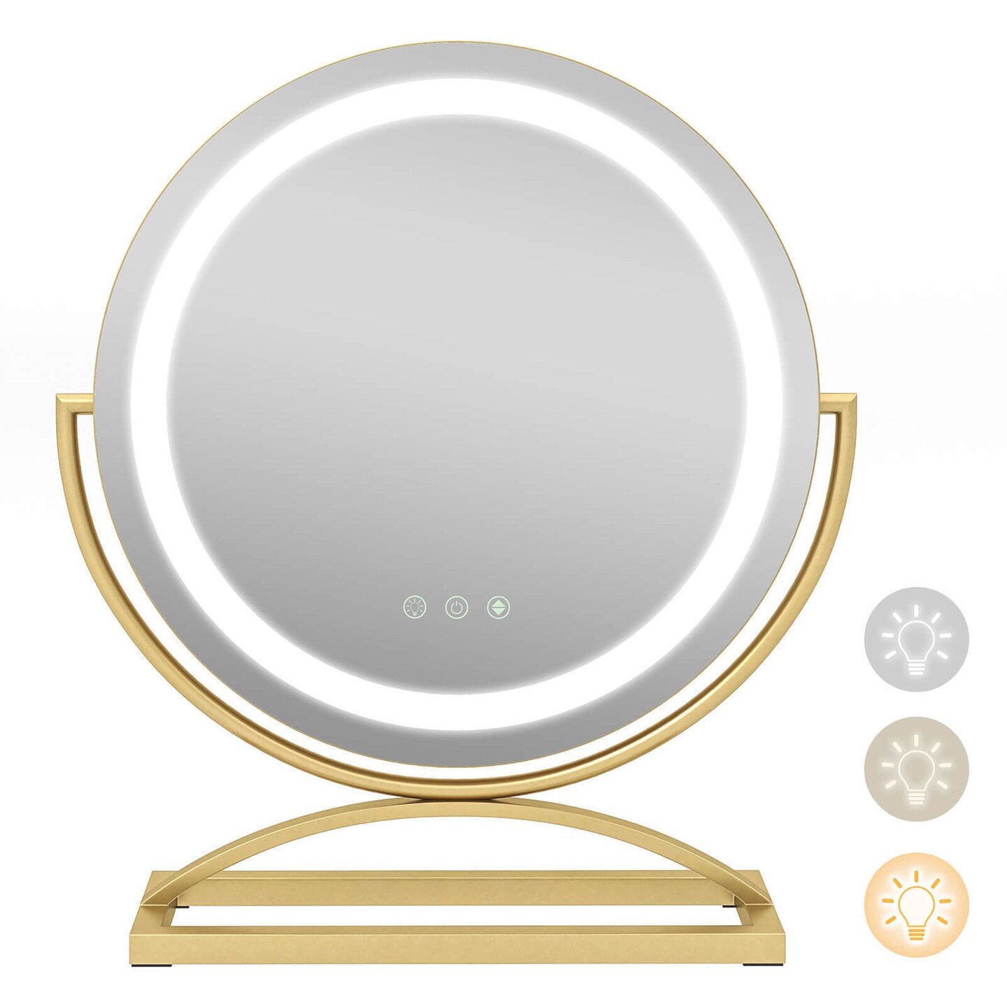 Round Makeup Vanity Mirror with 3 Color Dimmable LED Lighting
