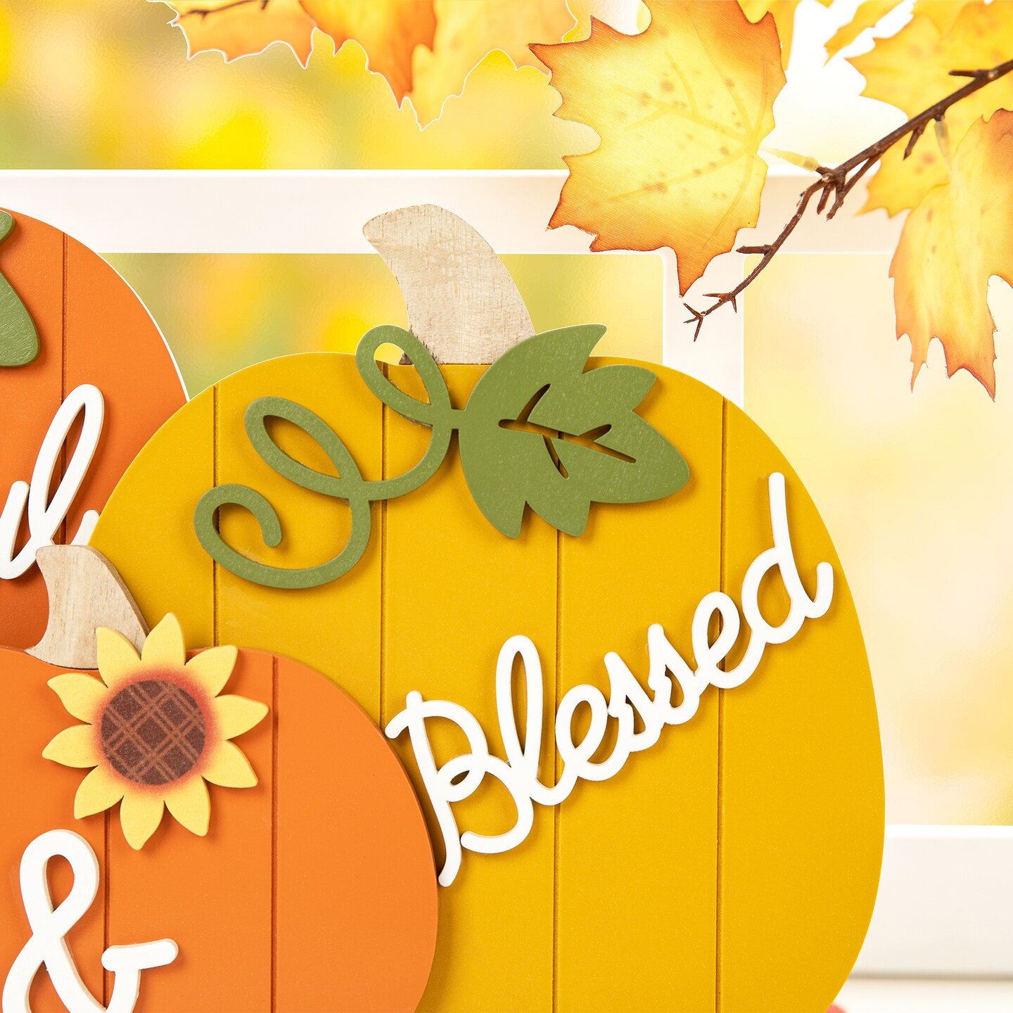 16&#x22;L Thanksgiving Wooden Pumpkins Table Decor