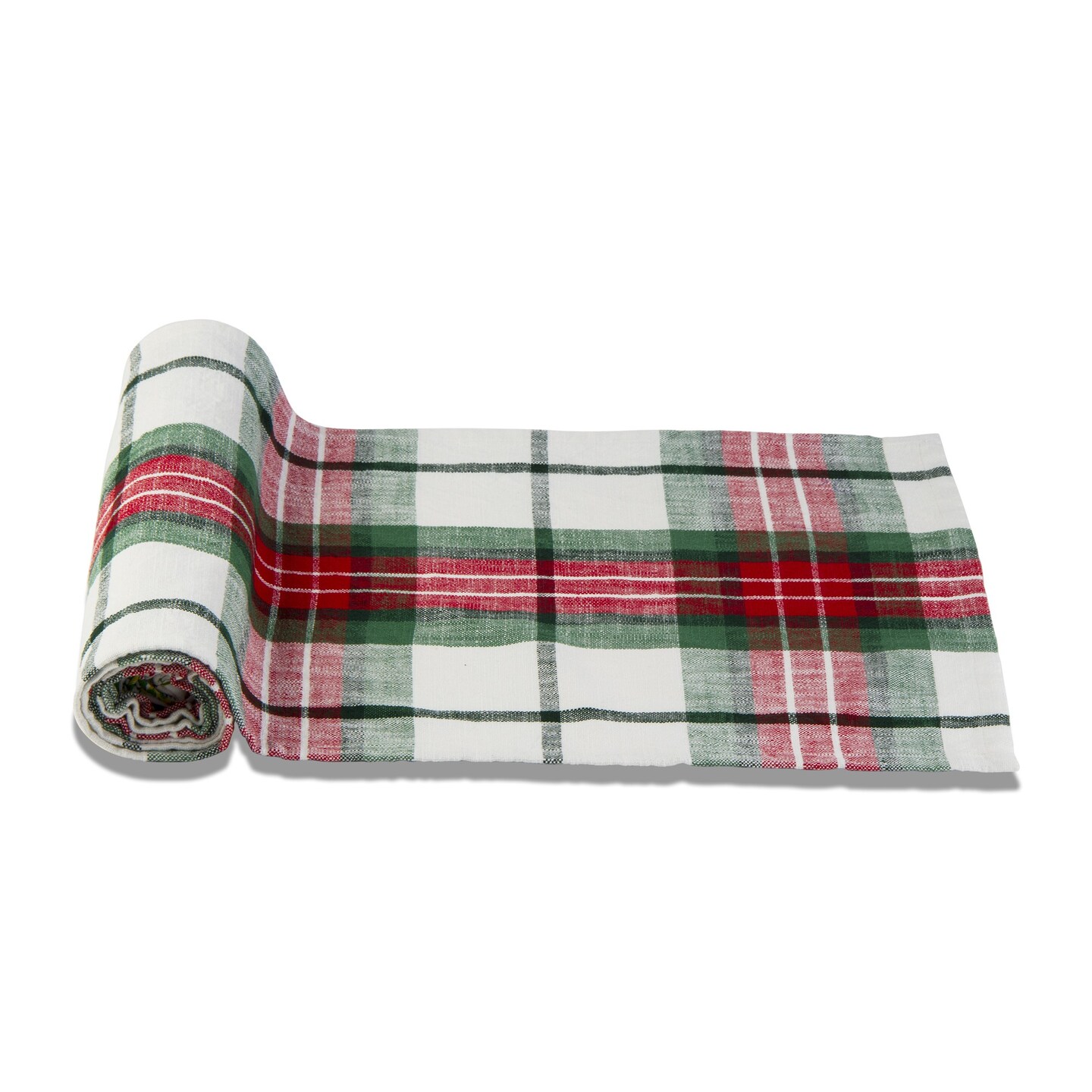 14.5&#x22; x 72&#x22; Christmas Red, Green &#x26; White Plaid Table Runner