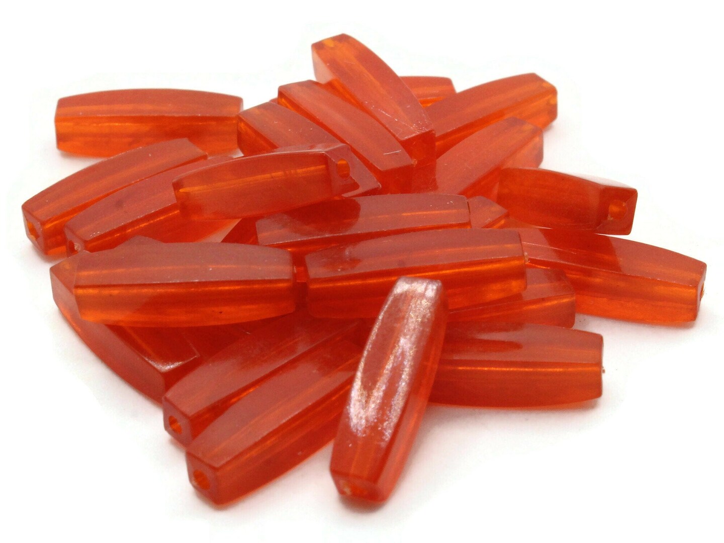 25 16mm Red Vintage Plastic Rectangle Tube Beads