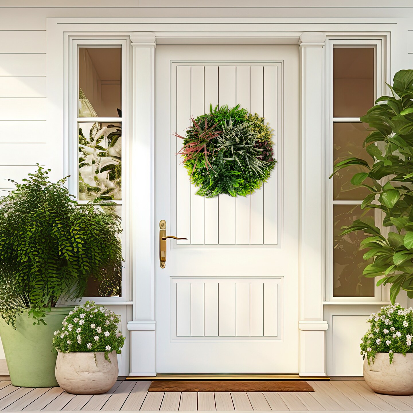 2 Pack Square Framed Artificial Foliage Wall Art - 20&#x22; x 20&#x22; ( L x W)