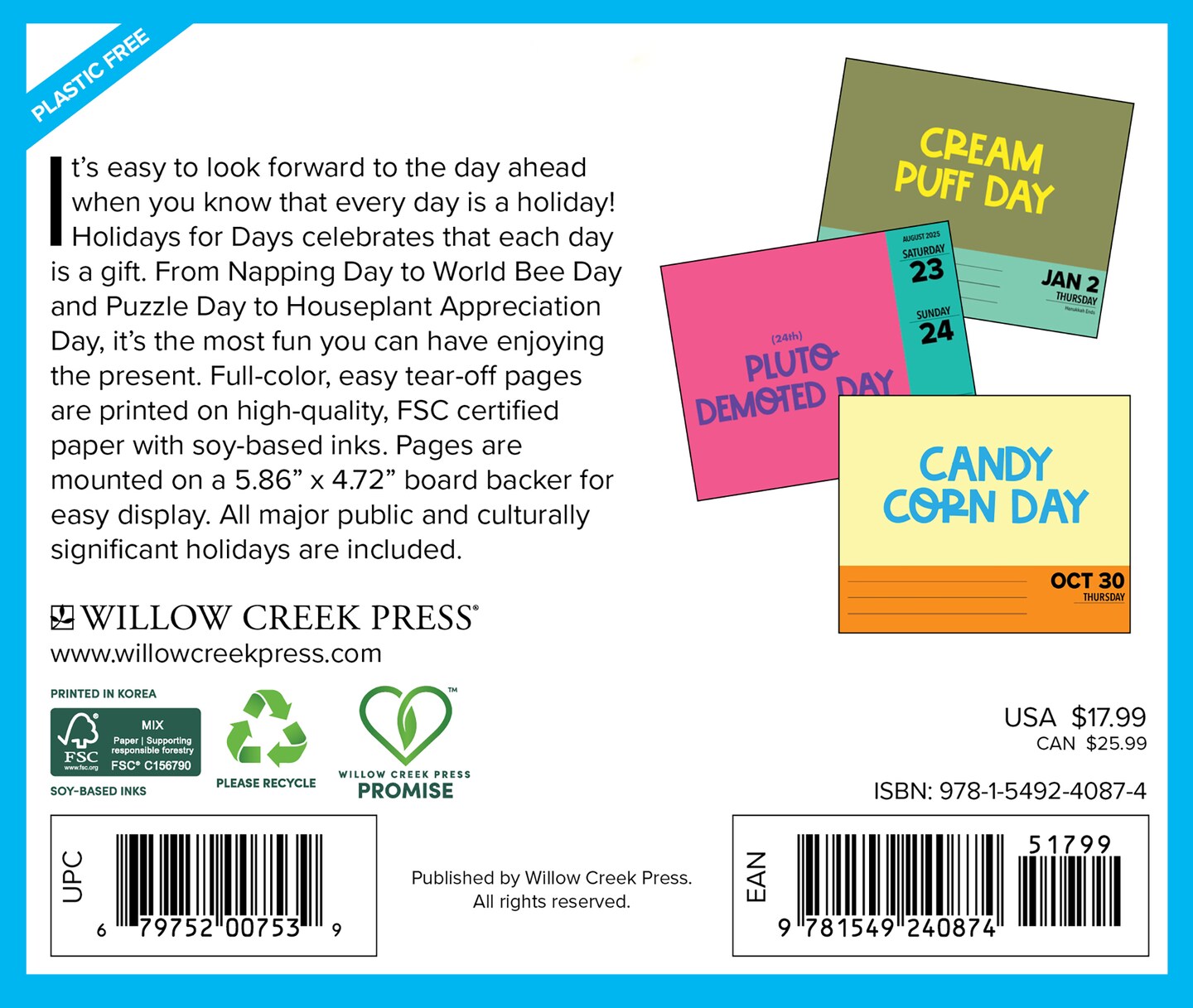Holidays for Days 2025 Box Calendar, Celebrate Daily Deskop