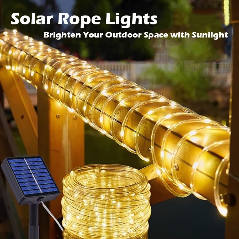 Solar Rope Lights Waterproof IP65 39FT 100LEDs Outdoor LED &#x200E;Solar Outdoor Lights for Party Garden Yard Home Wedding Christmas Halloween Holiday Tree Decoration Lighting