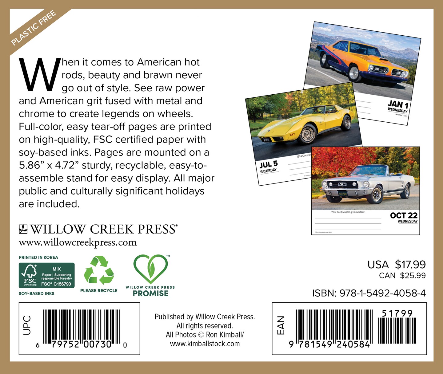 American Muscle Cars 2025 Box Calendar, Daily Desktop