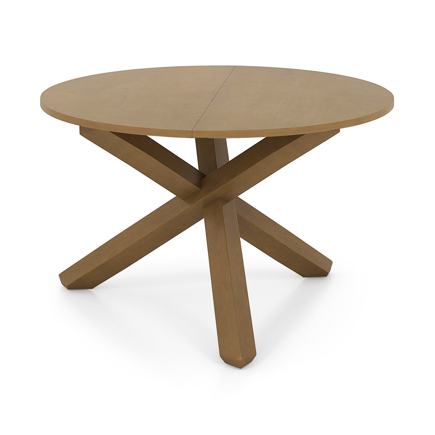 47 Inch Round Wooden Dining Table Natural Acacia Rubber Wood Kitchen Table