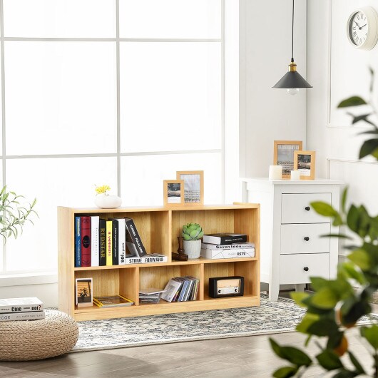 Children’s Toy Storage Cabinet 5-Cubby 2-Shelf Plywood Natural Color