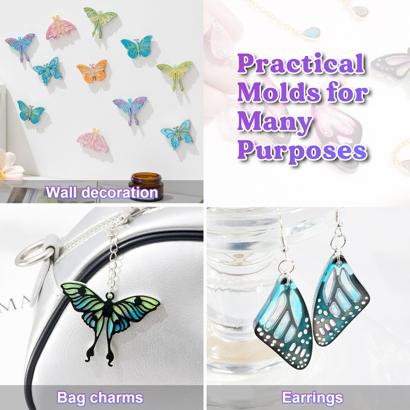 LET'S RESIN Resin Earring Molds, 2 Pcs Resin Molds Silicone with Butterfly Moth Wings Shapes, Silicone Molds for Resin Jewelry, DIY Art Craft